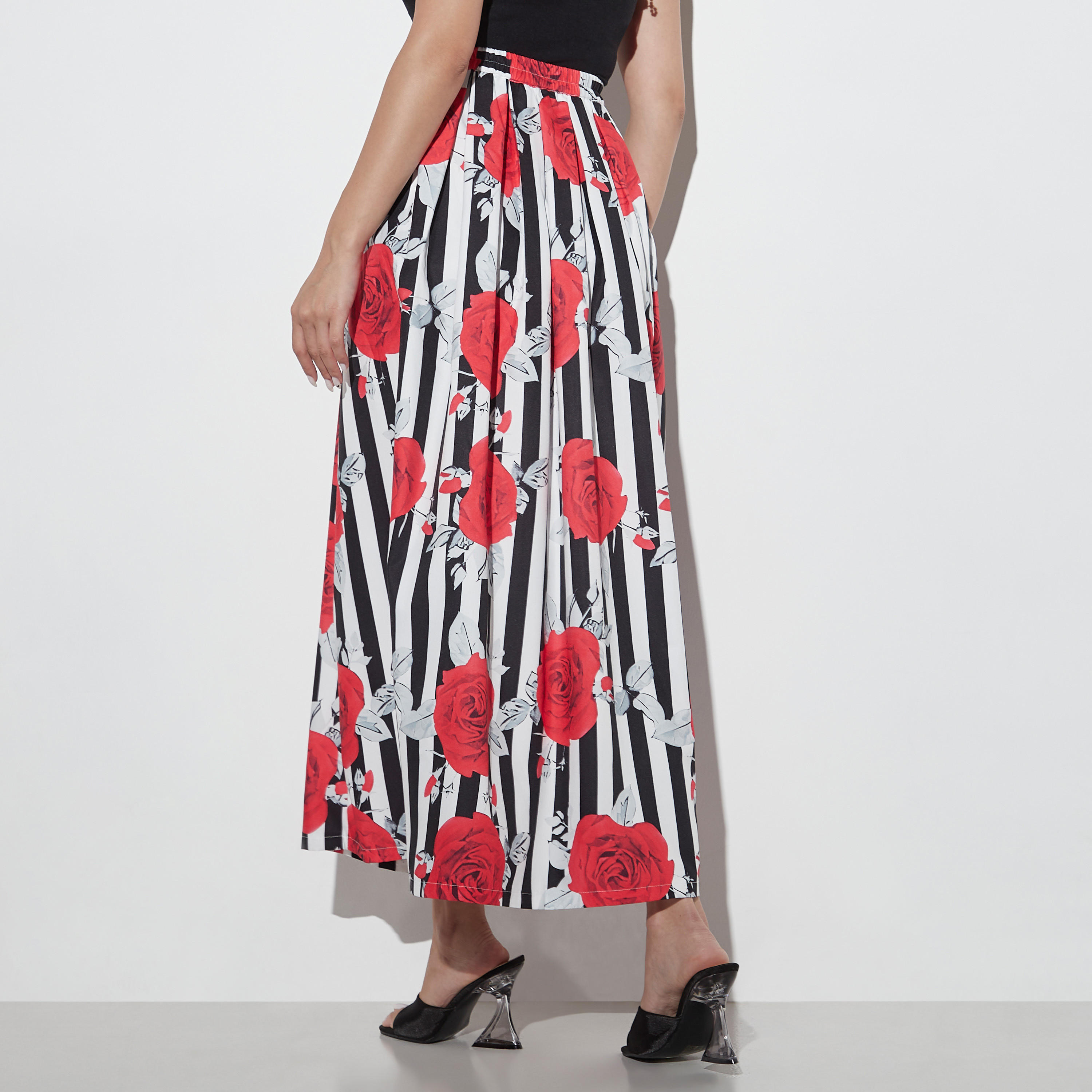 تنّورة طويلة إيه لاين بخصر مطاطي وطبعات من تو إكستريمز-women-clothing-bottoms-skirts-image-3