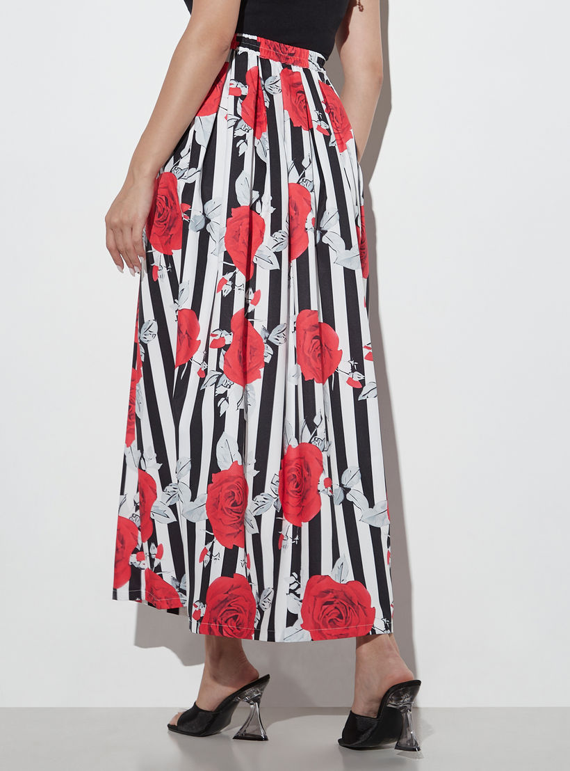 تنّورة طويلة إيه لاين بخصر مطاطي وطبعات من تو إكستريمز-women-clothing-bottoms-skirts-image-3