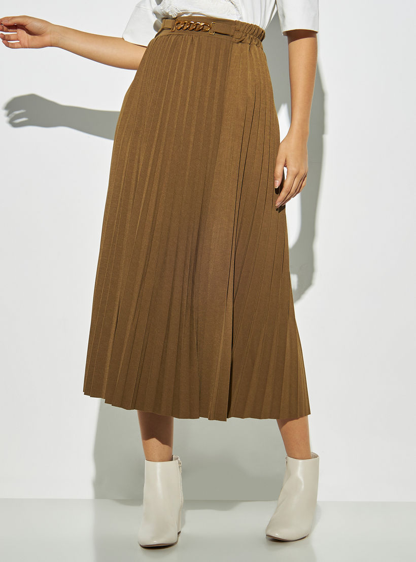 تنورة بثنايا وبحزام خصر وتزيينات سلسلة من تو إكستريمز-women-clothing-bottoms-skirts-image-1
