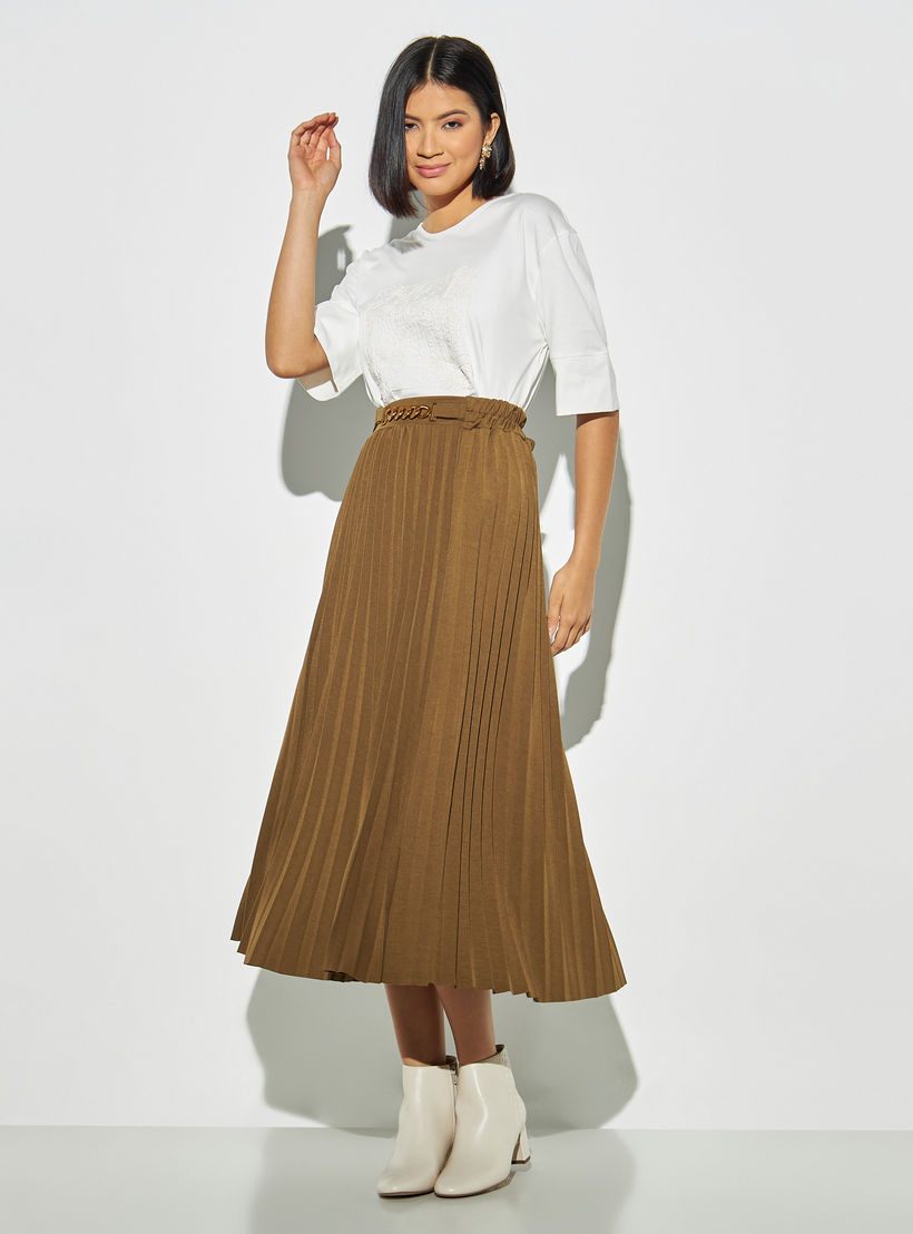 تنورة بثنايا وبحزام خصر وتزيينات سلسلة من تو إكستريمز-women-clothing-bottoms-skirts-image-2