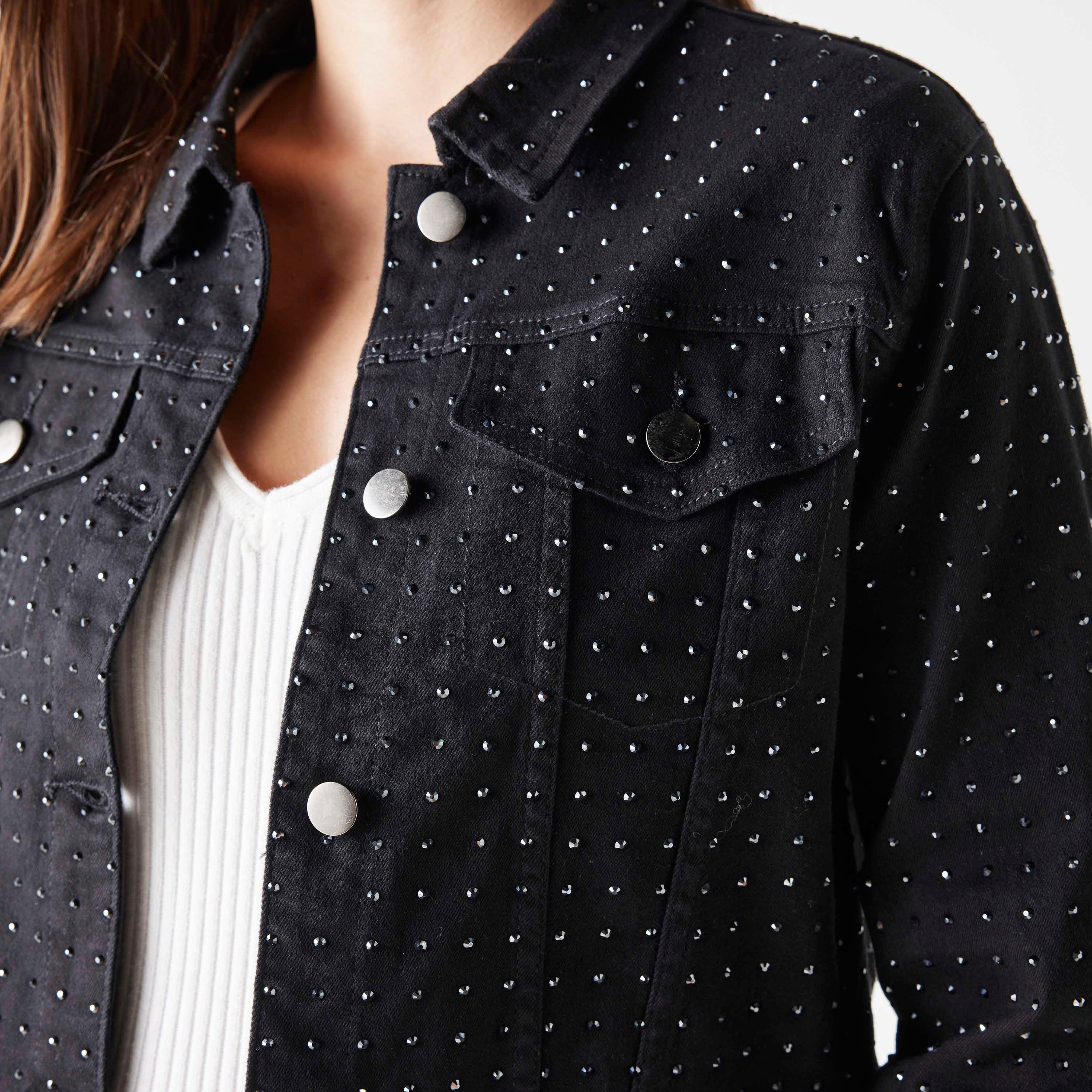 جاكيت دينم مزيّن بأكمام طويلة وزر إغلاق من تو إكستريمز-women-winterwear-coatsandjackets-jackets-image-4