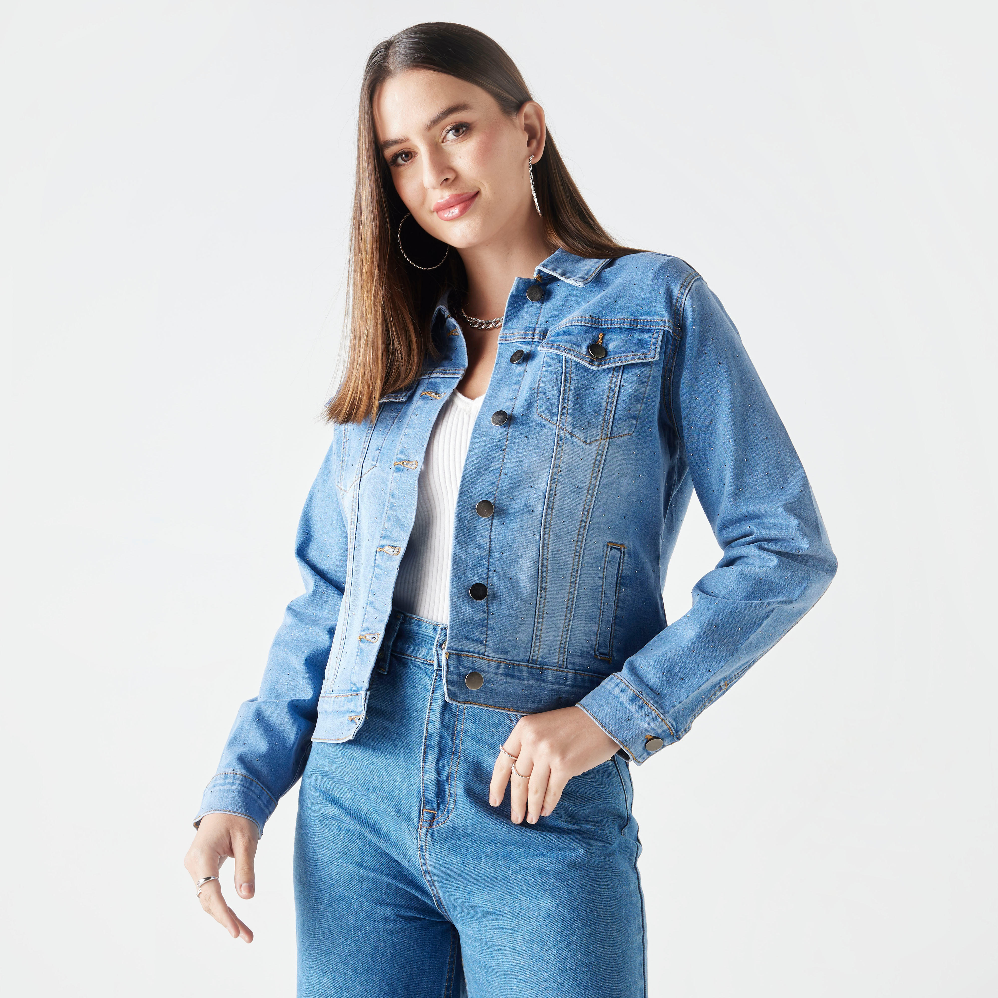 جاكيت دنيم مزيّن بزر علوي وأكمام طويلة من تو إكستريمز-women-winterwear-coatsandjackets-jackets-image-4