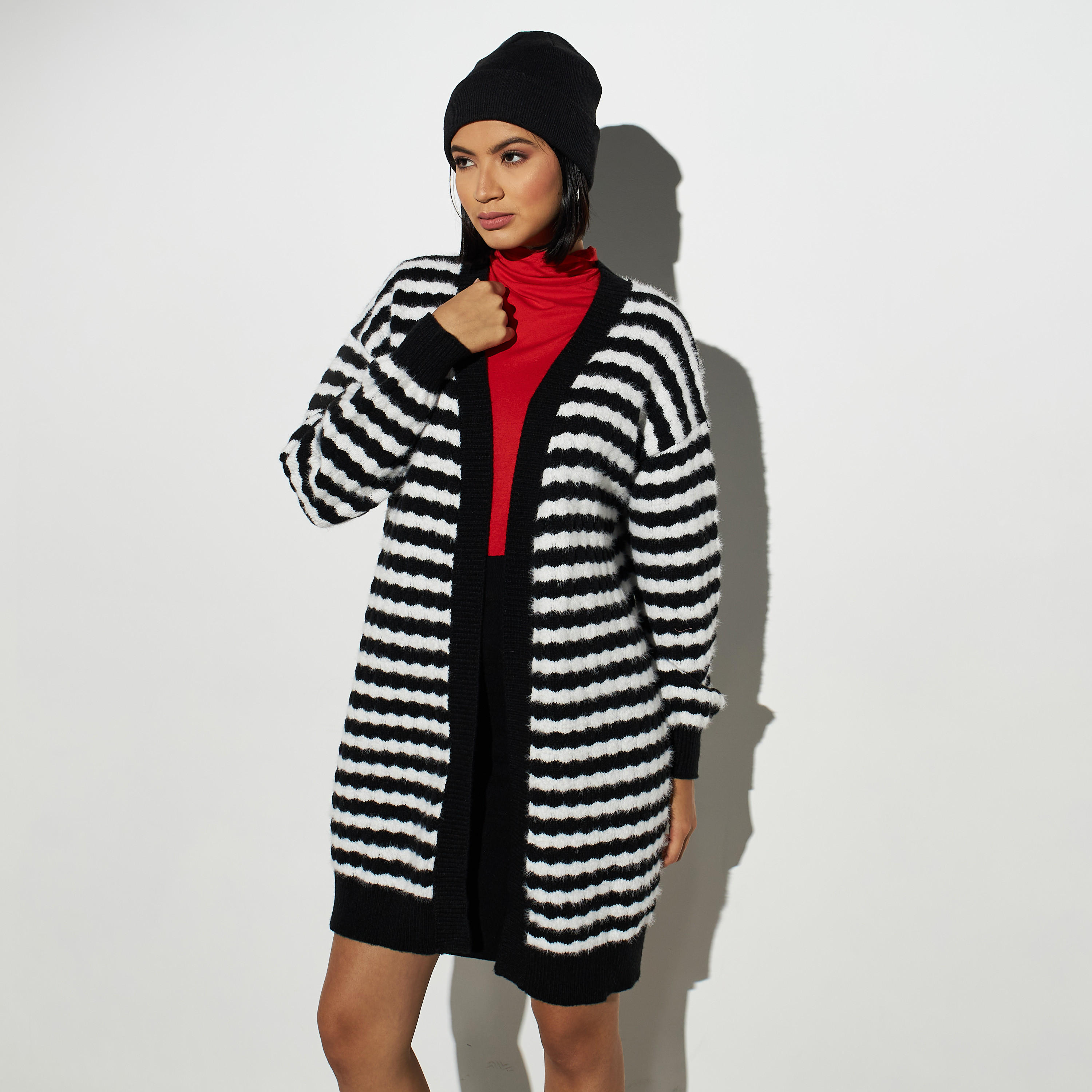 2Xtremz Striped Open Front Cardigan-women-winterwear-cardigansandjumpers-cardigans-image-1