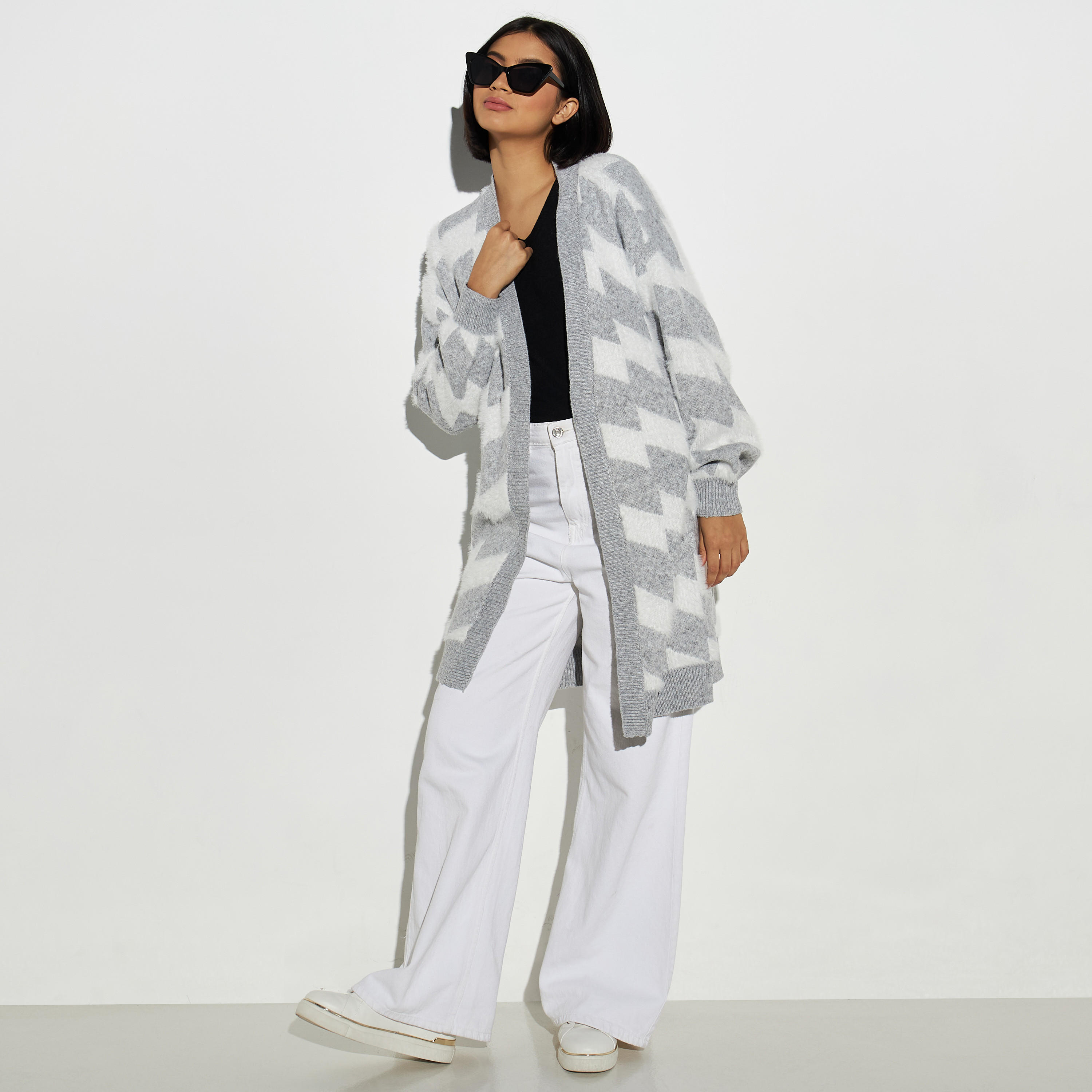 2Xtremz Checked Open Front Cardigan-women-winterwear-cardigansandjumpers-cardigans-image-2