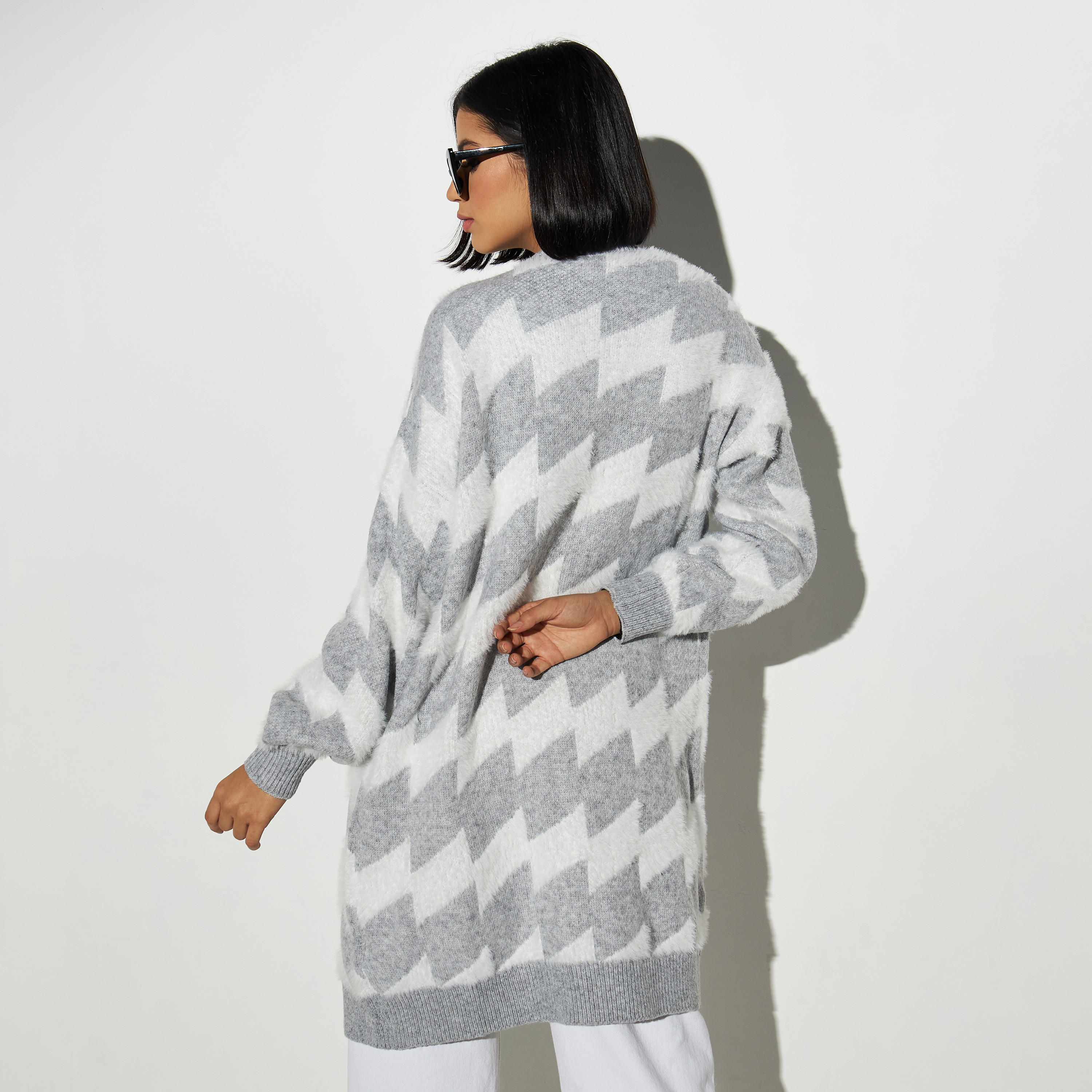 2Xtremz Checked Open Front Cardigan-women-winterwear-cardigansandjumpers-cardigans-image-3
