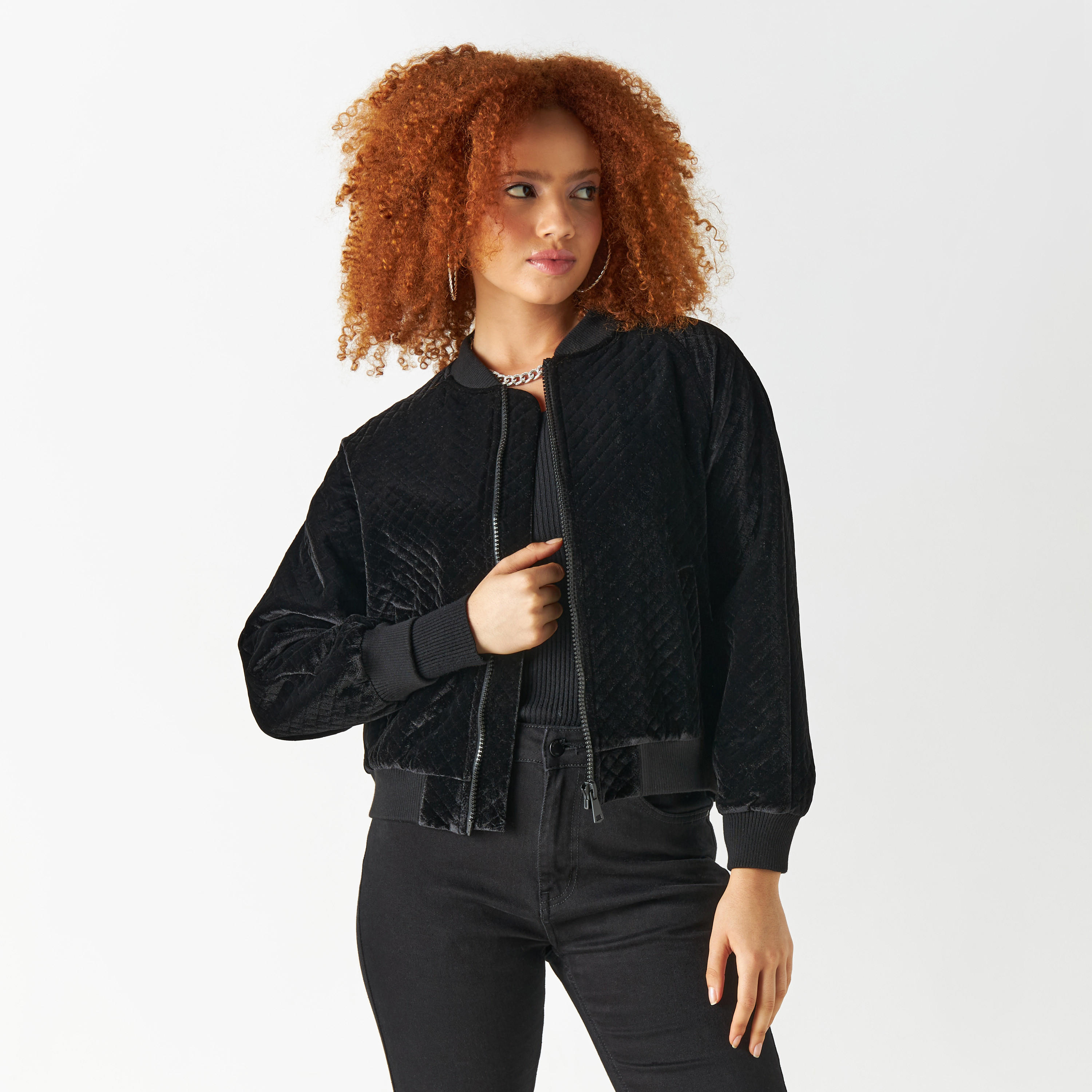 2Xtremz Textured Zip Through Jacket with Pockets-women-winterwear-coatsandjackets-jackets-image-1