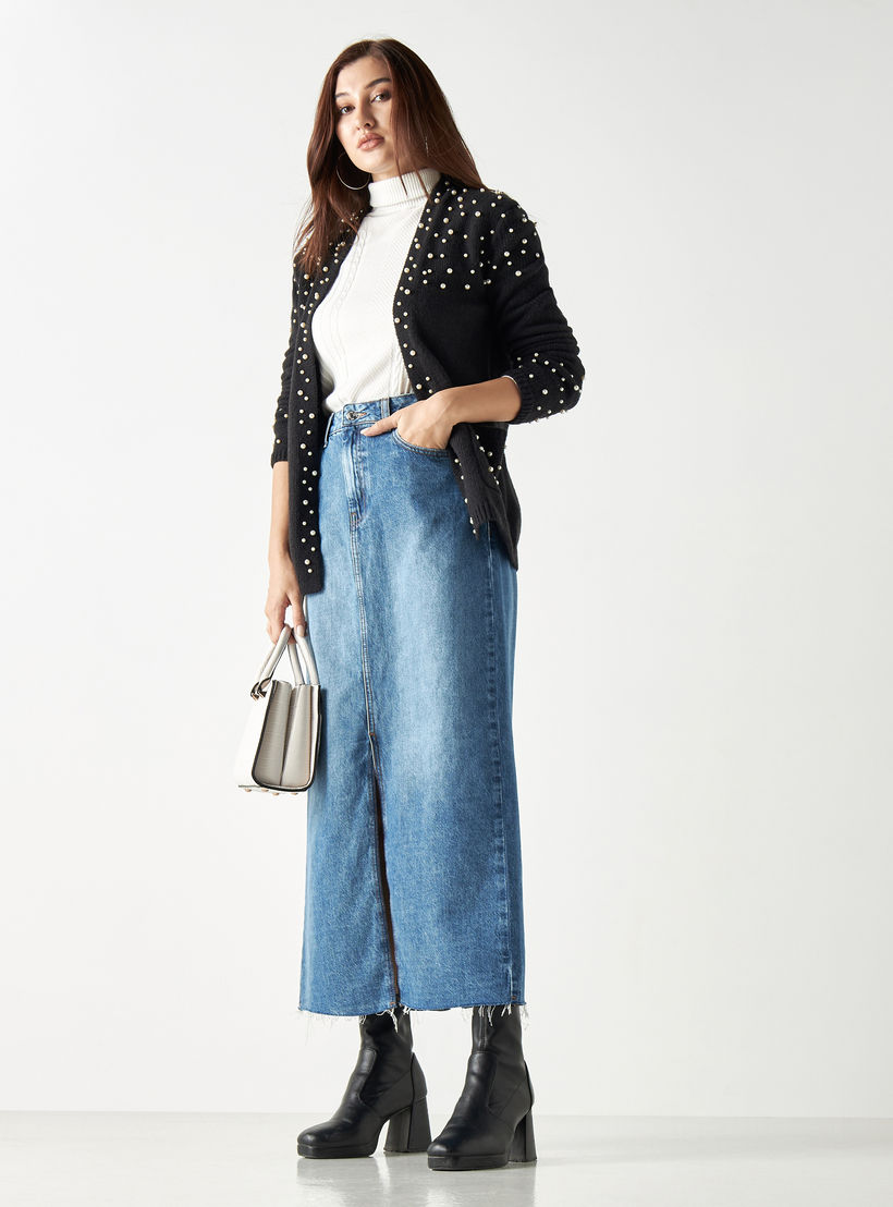 سترة مزيّنة باللؤلؤ بأكمام طويلة وجيوب من تو إكستريمز-women-winterwear-cardigansandjumpers-cardigans-image-2