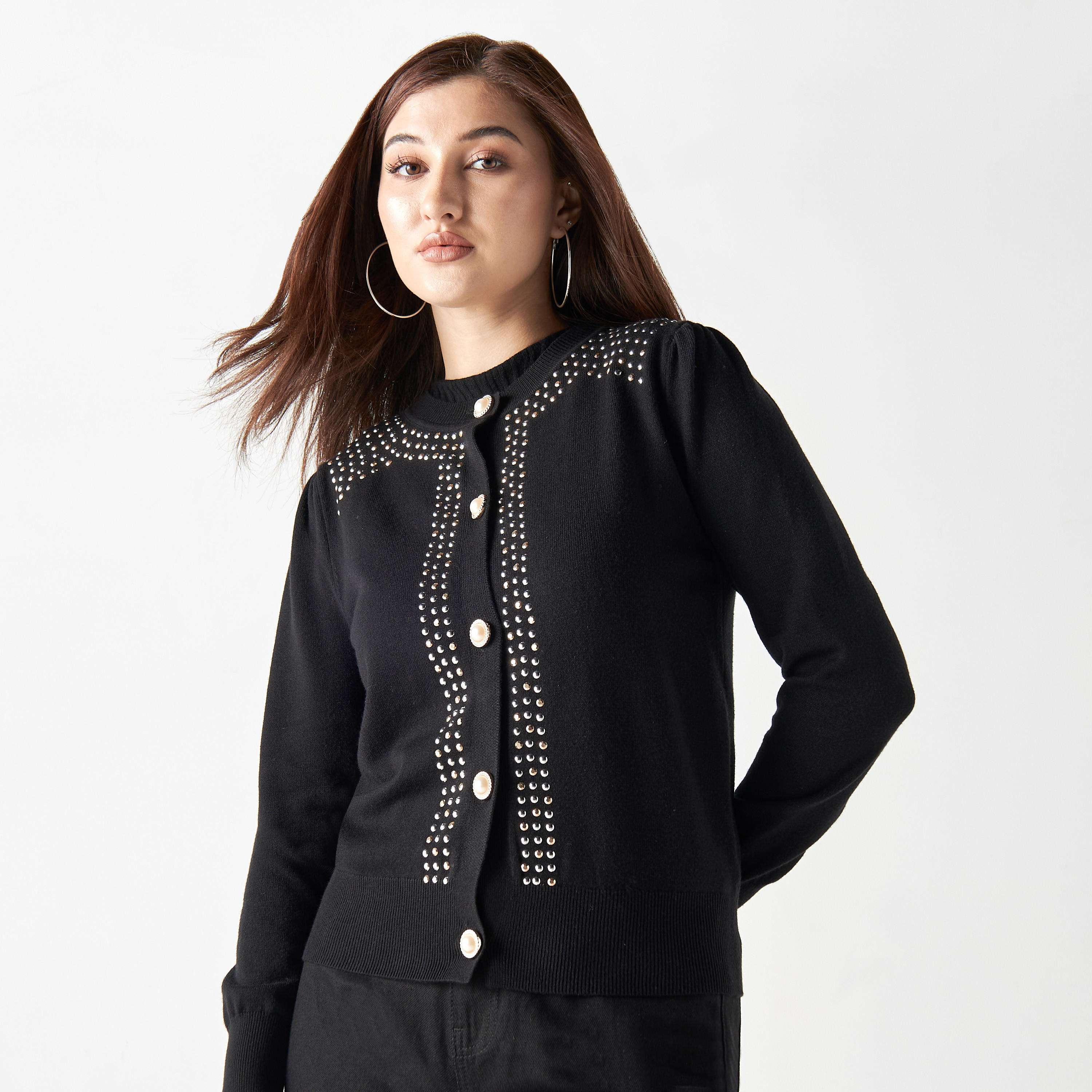 كارديجان مزيّن بأكمام طويلة من تو إكستريمز-women-winterwear-cardigansandjumpers-cardigans-image-1