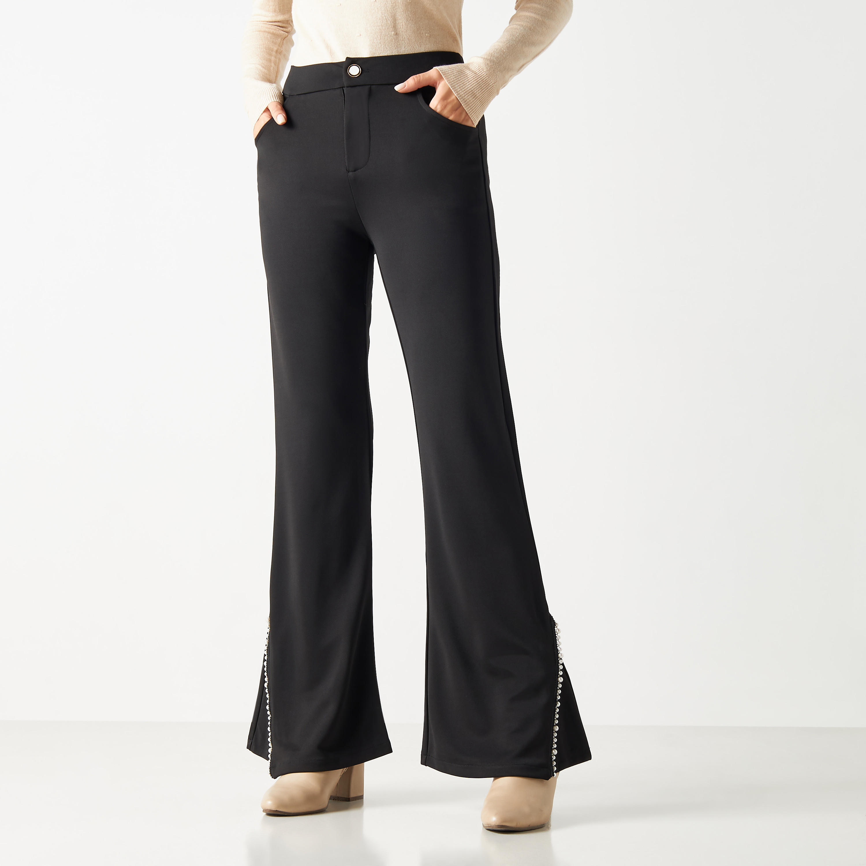 2Xtremz Pearls Embellished Pants with Button Closure and Slits-women-clothing-bottoms-trousers-image-1