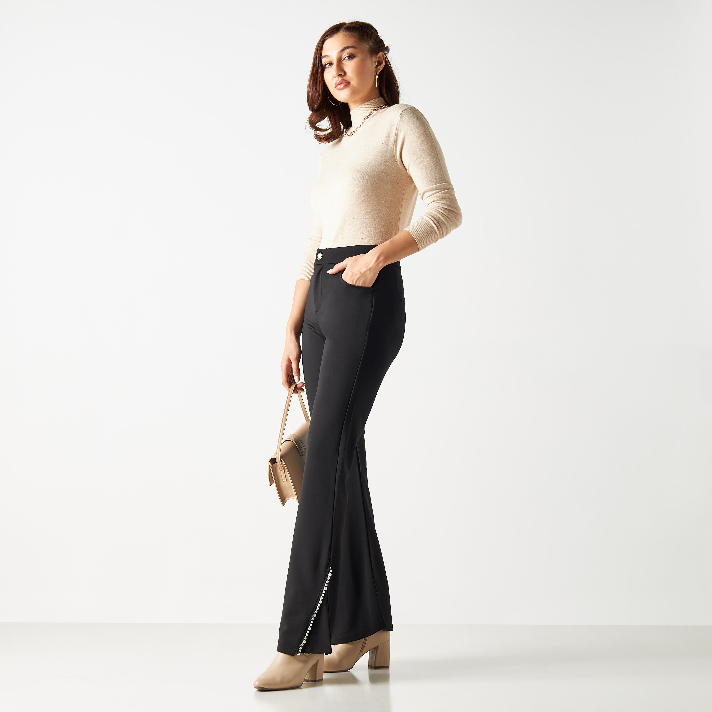 2Xtremz Pearls Embellished Pants with Button Closure and Slits-women-clothing-bottoms-trousers-image-2
