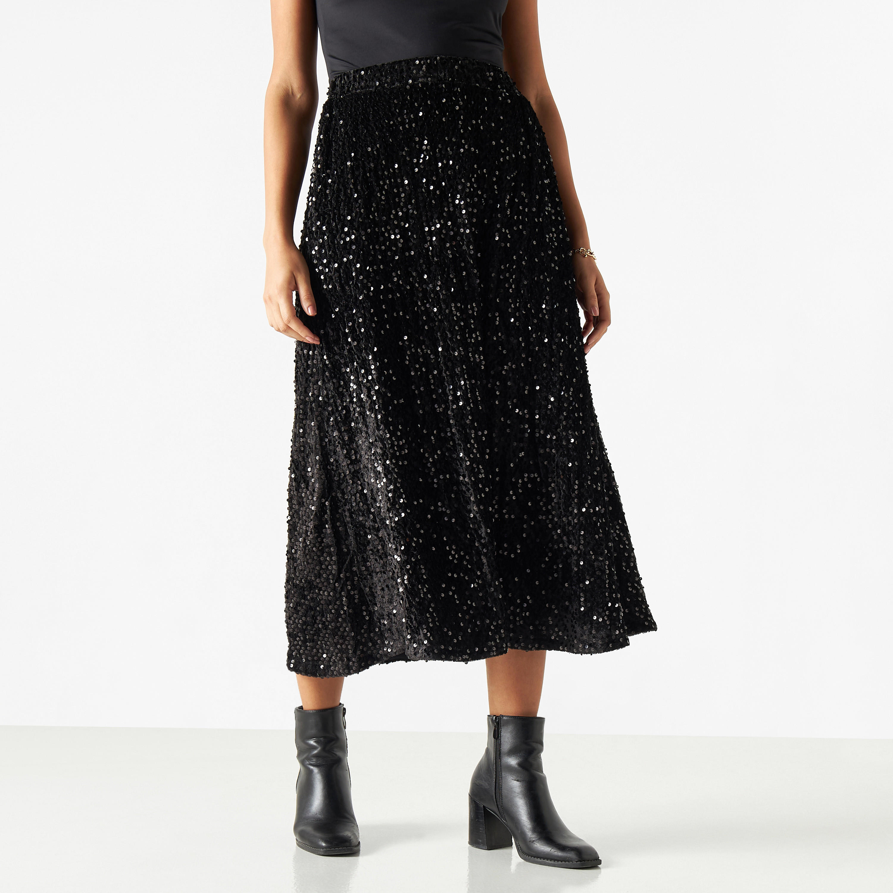 تنورة مزينة بخصر مطاطي من تو إكستريمز-women-clothing-bottoms-skirts-image-1