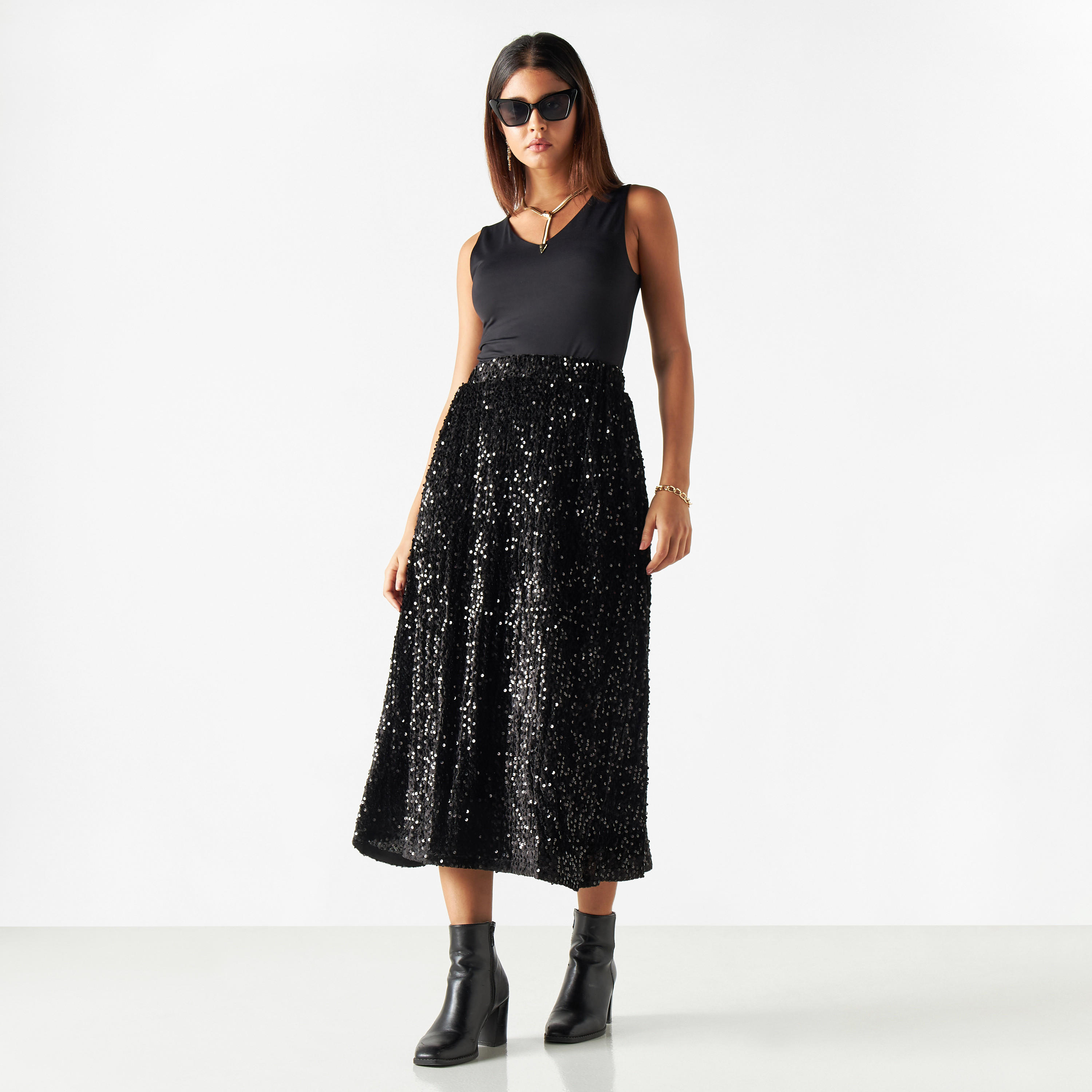 تنورة مزينة بخصر مطاطي من تو إكستريمز-women-clothing-bottoms-skirts-image-2