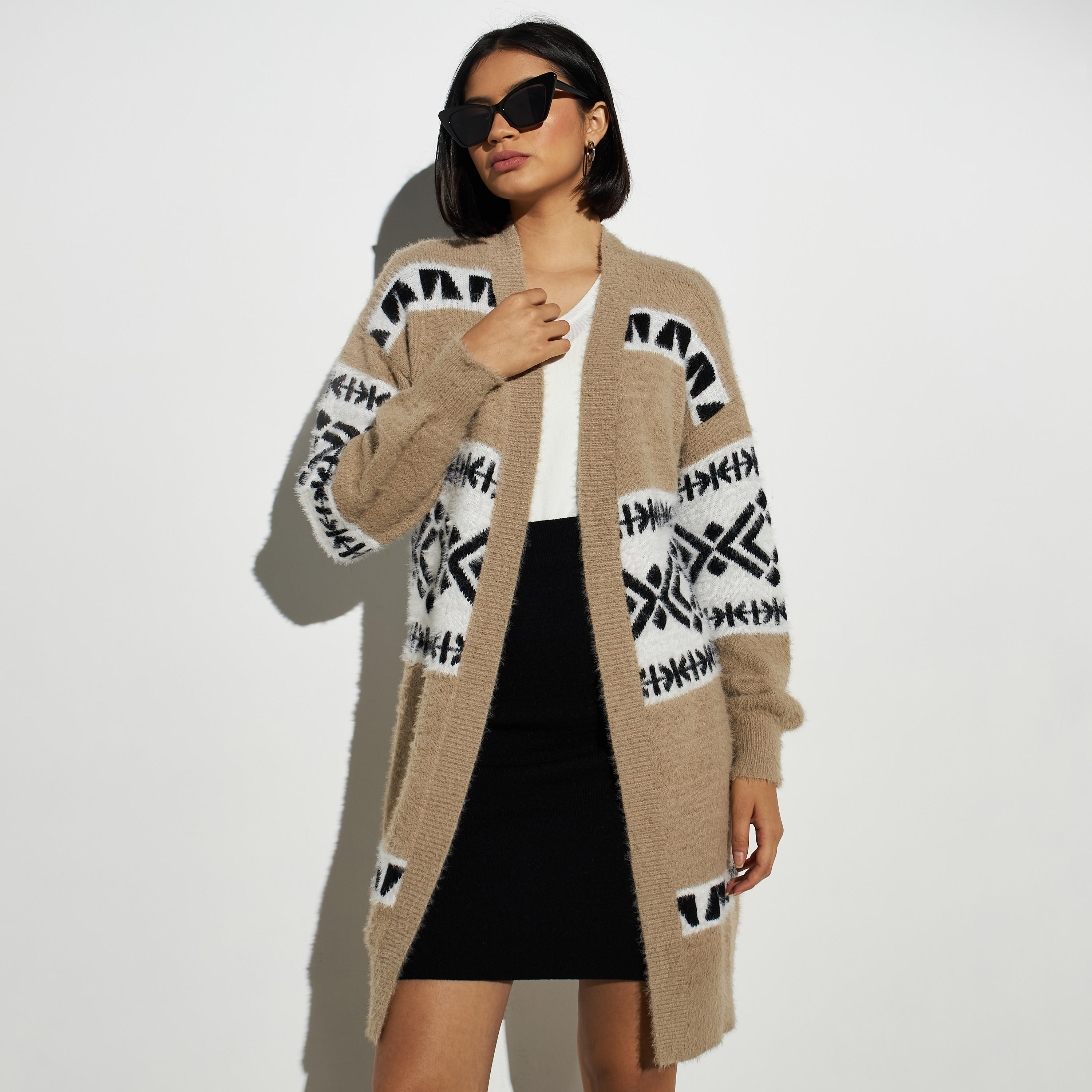 2Xtremz Knitted Open Front Cardigan-women-winterwear-cardigansandjumpers-cardigans-image-1