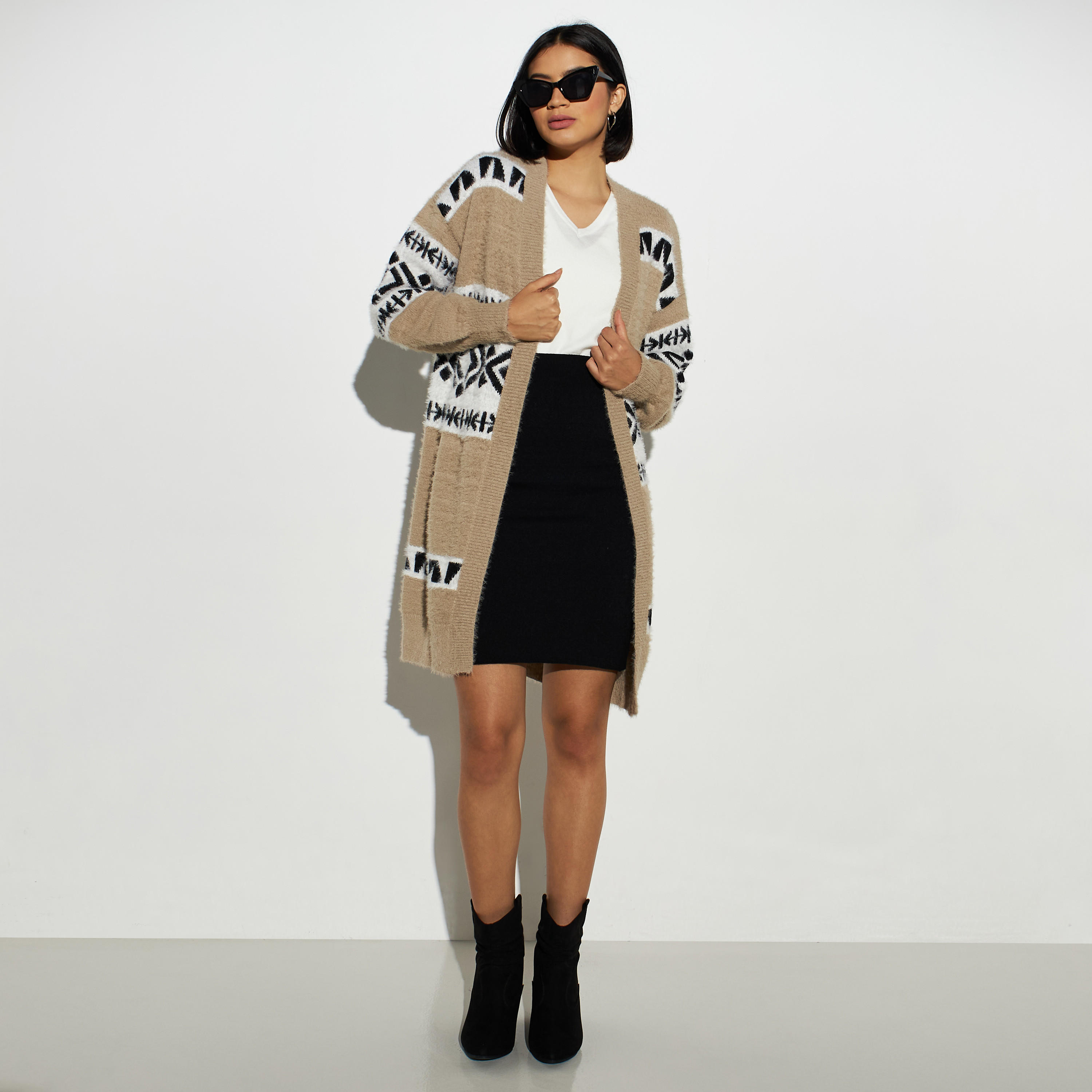 2Xtremz Knitted Open Front Cardigan-women-winterwear-cardigansandjumpers-cardigans-image-2