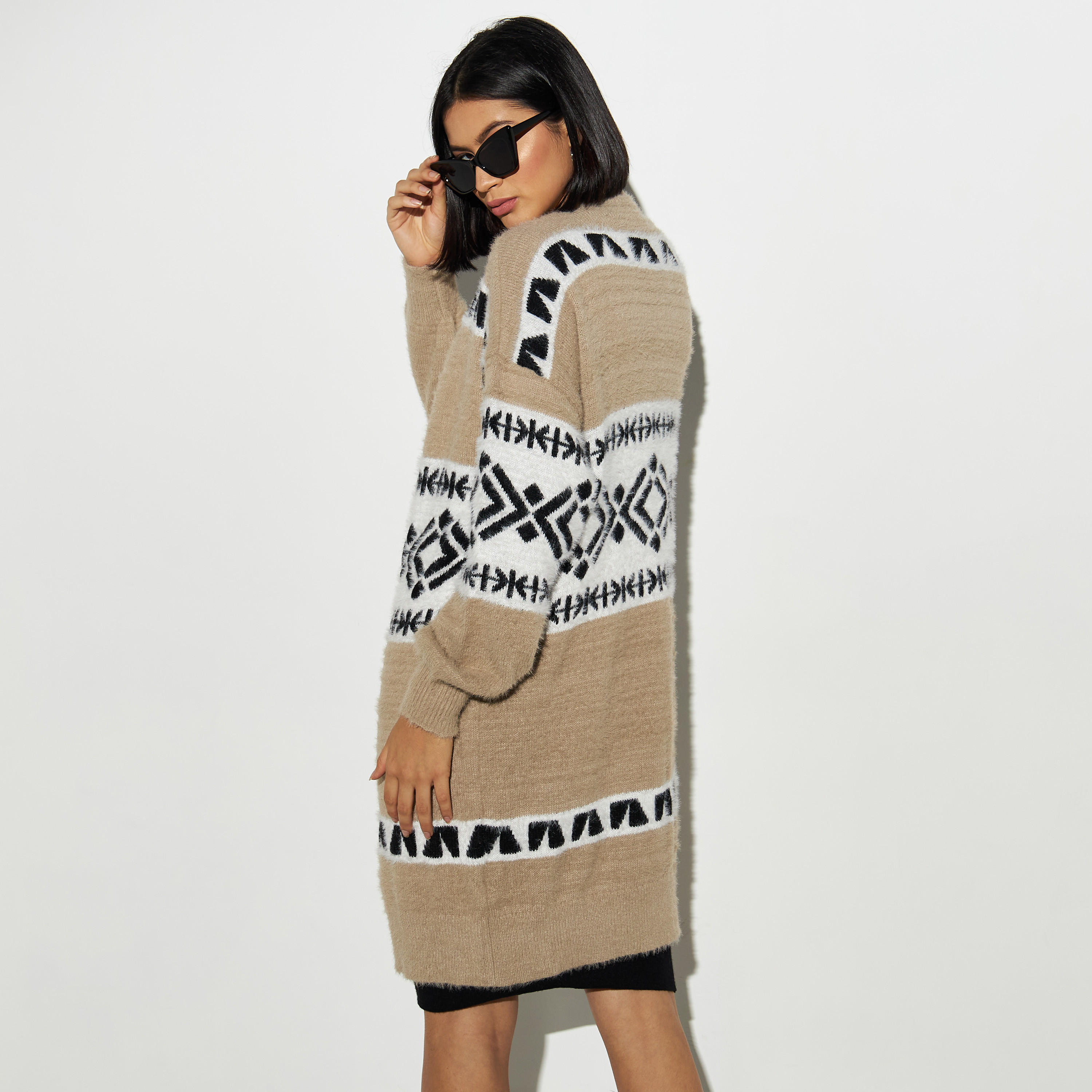 2Xtremz Knitted Open Front Cardigan-women-winterwear-cardigansandjumpers-cardigans-image-3