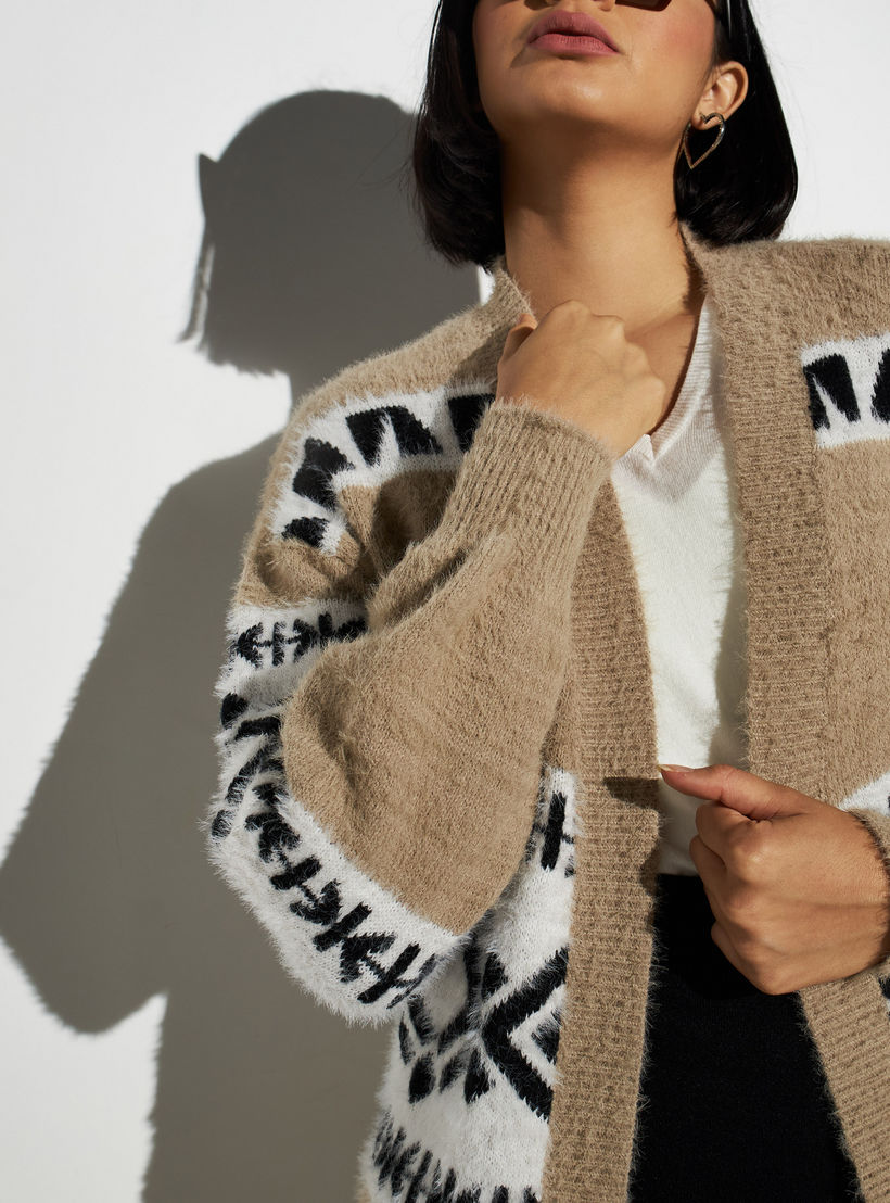 2Xtremz Knitted Open Front Cardigan-women-winterwear-cardigansandjumpers-cardigans-image-4