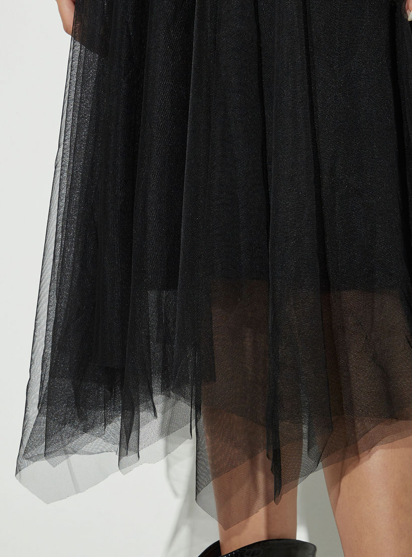فستان شبكي إيه لاين بياقة عالية وأكمام طويلة من تو إكستريمز-women-clothing-dresses-image-5