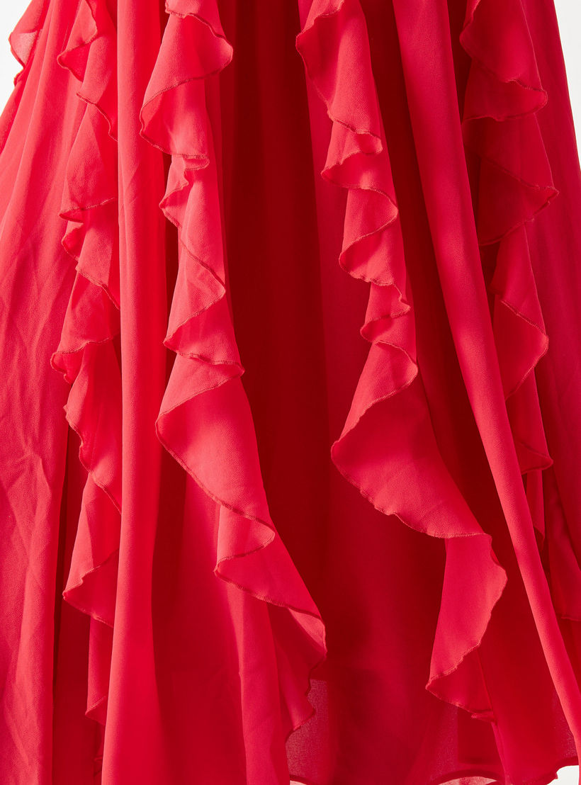 فستان ميدي بتفاصيل كشكش وأكمام واسعة وياقة V من تو إكستريمز-women-clothing-dresses-image-5