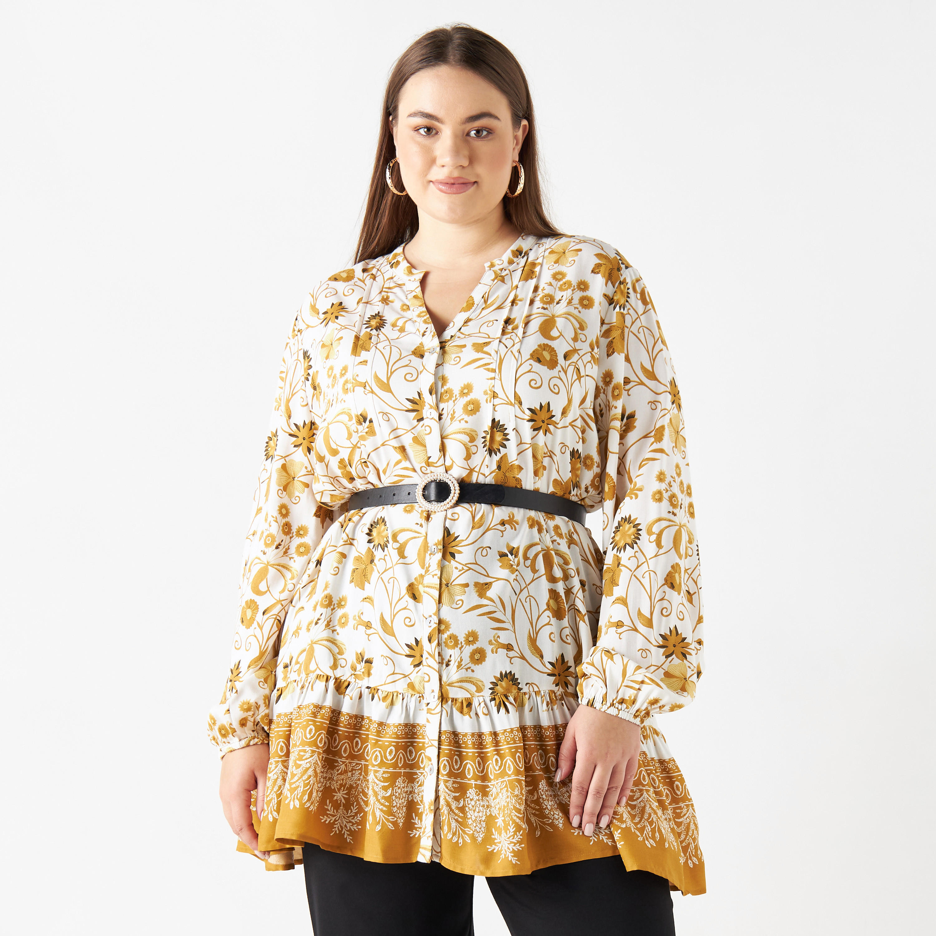 تونيك بأكمام طويلة وطبعات زهرية من تو إكستريمز-women-clothing-shirtsandblouses-blouses-image-2