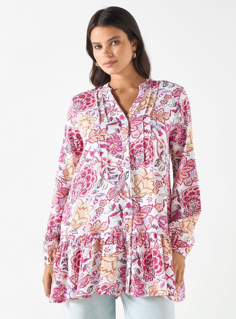 تونيك بأكمام طويلة وطبعات زهرية من تو إكستريمز-women-clothing-shirtsandblouses-blouses-image-1