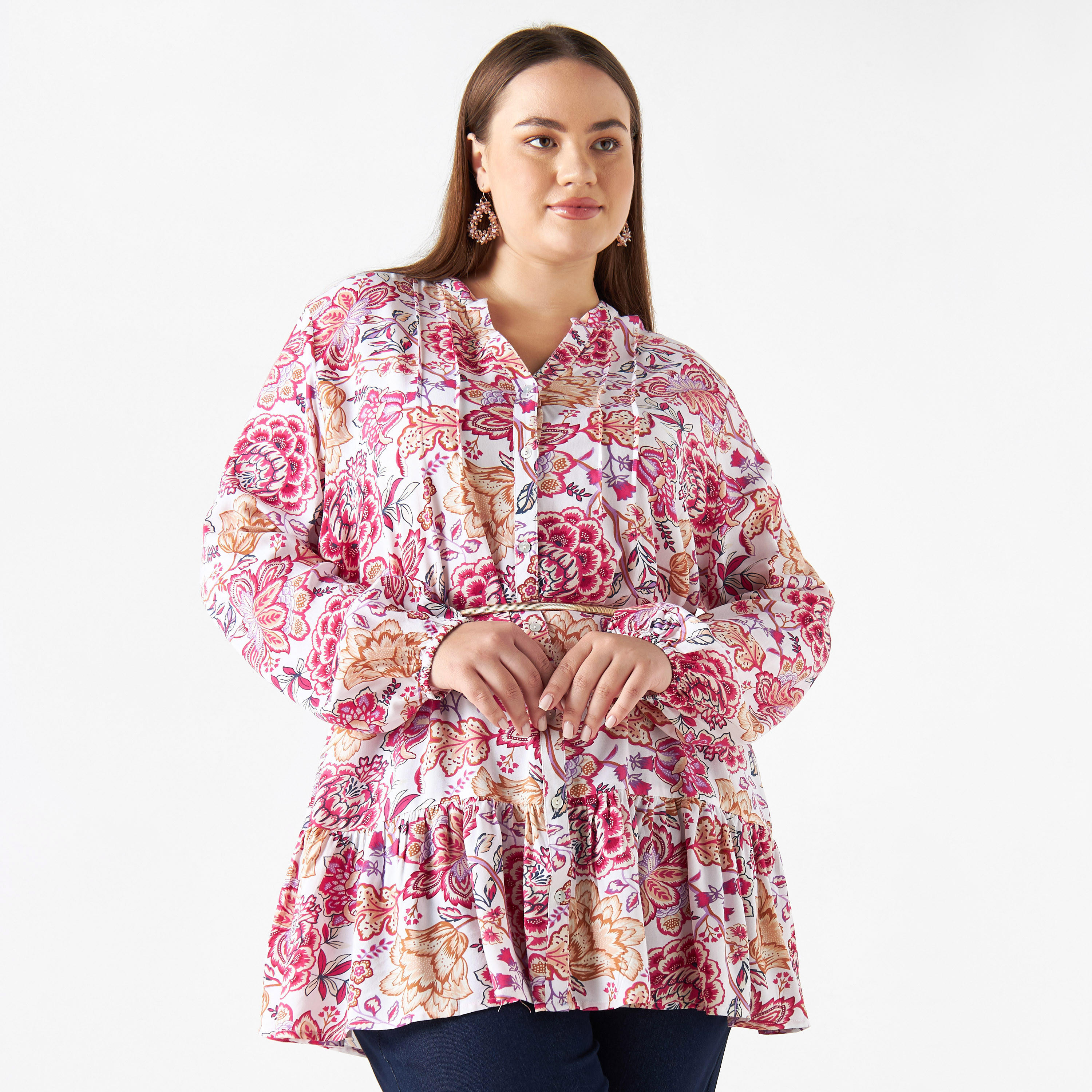 تونيك بأكمام طويلة وطبعات زهرية من تو إكستريمز-women-clothing-shirtsandblouses-blouses-image-2
