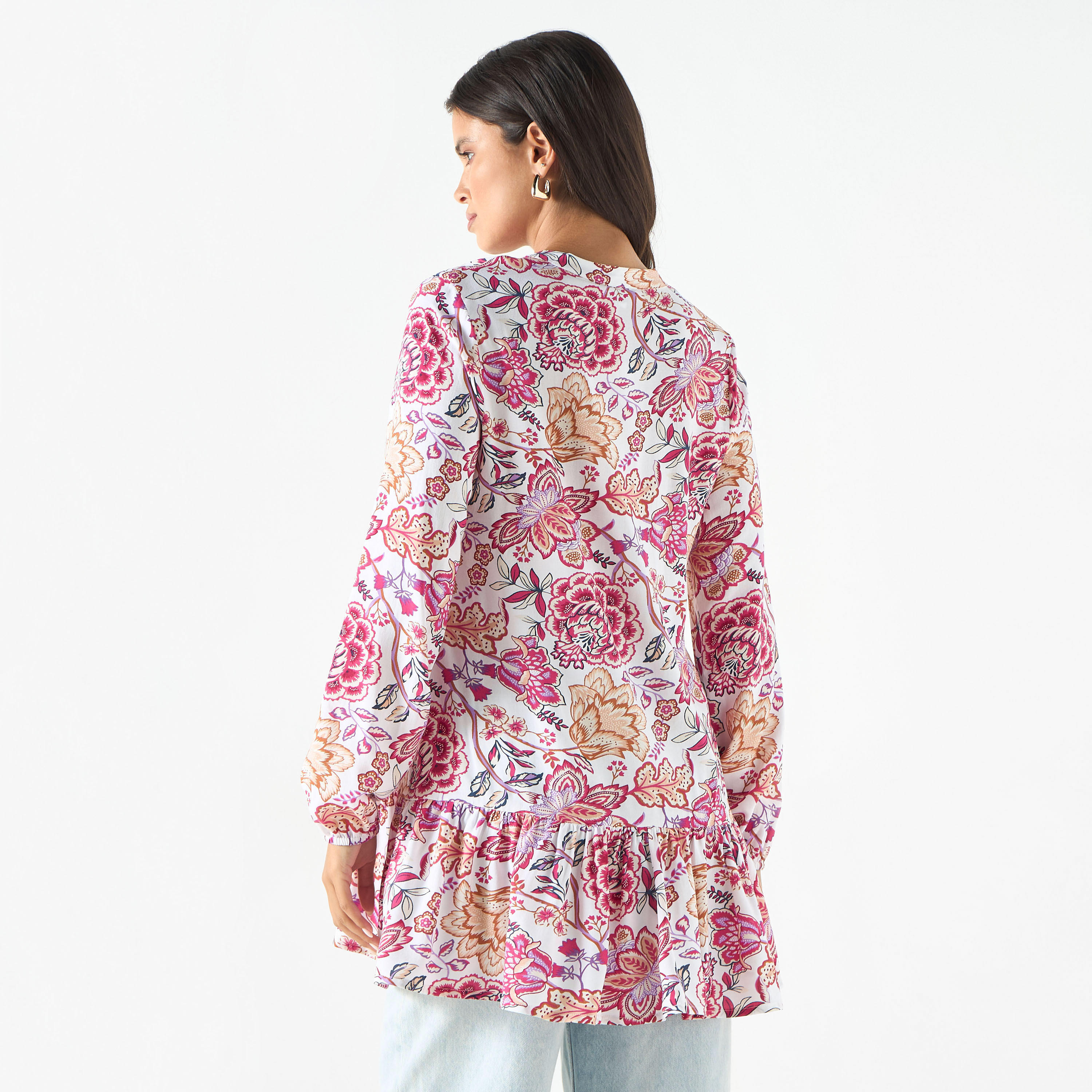 تونيك بأكمام طويلة وطبعات زهرية من تو إكستريمز-women-clothing-shirtsandblouses-blouses-image-4