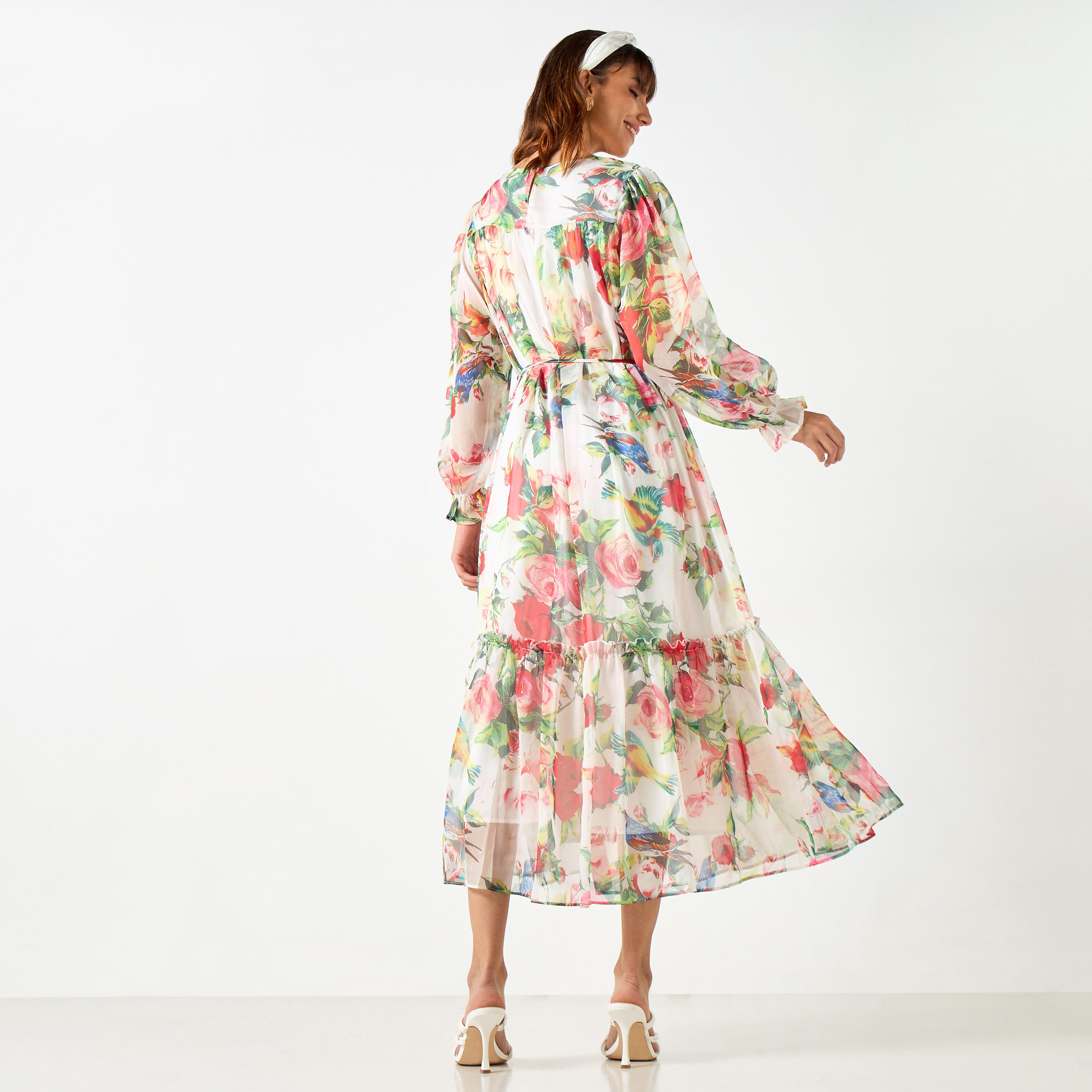 2Xtremz All-Over Print Dress with Volume Sleeves and Tie-Up Belt-women-clothing-dresses-image-13