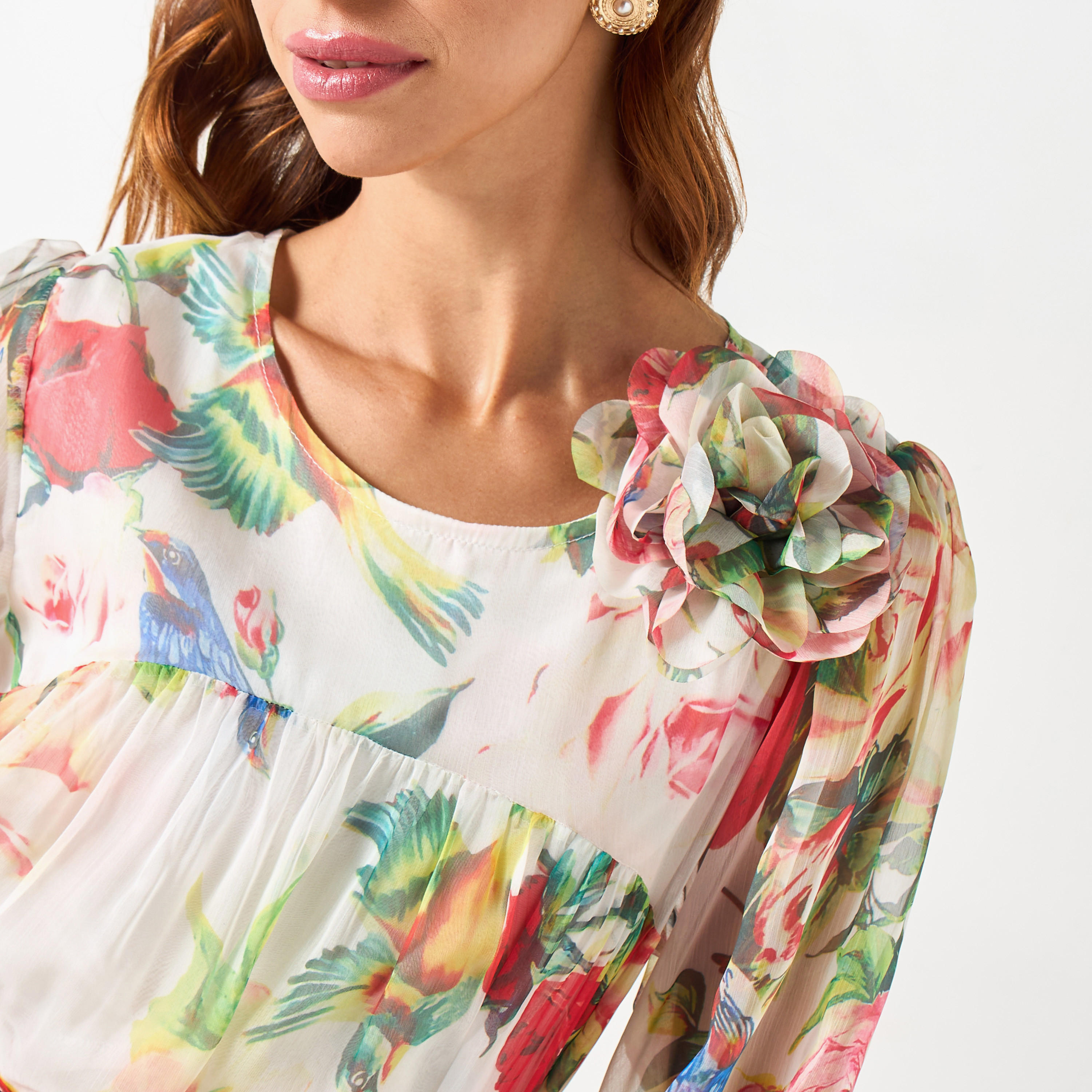 2Xtremz All-Over Print Dress with Volume Sleeves and Tie-Up Belt-women-clothing-dresses-image-15