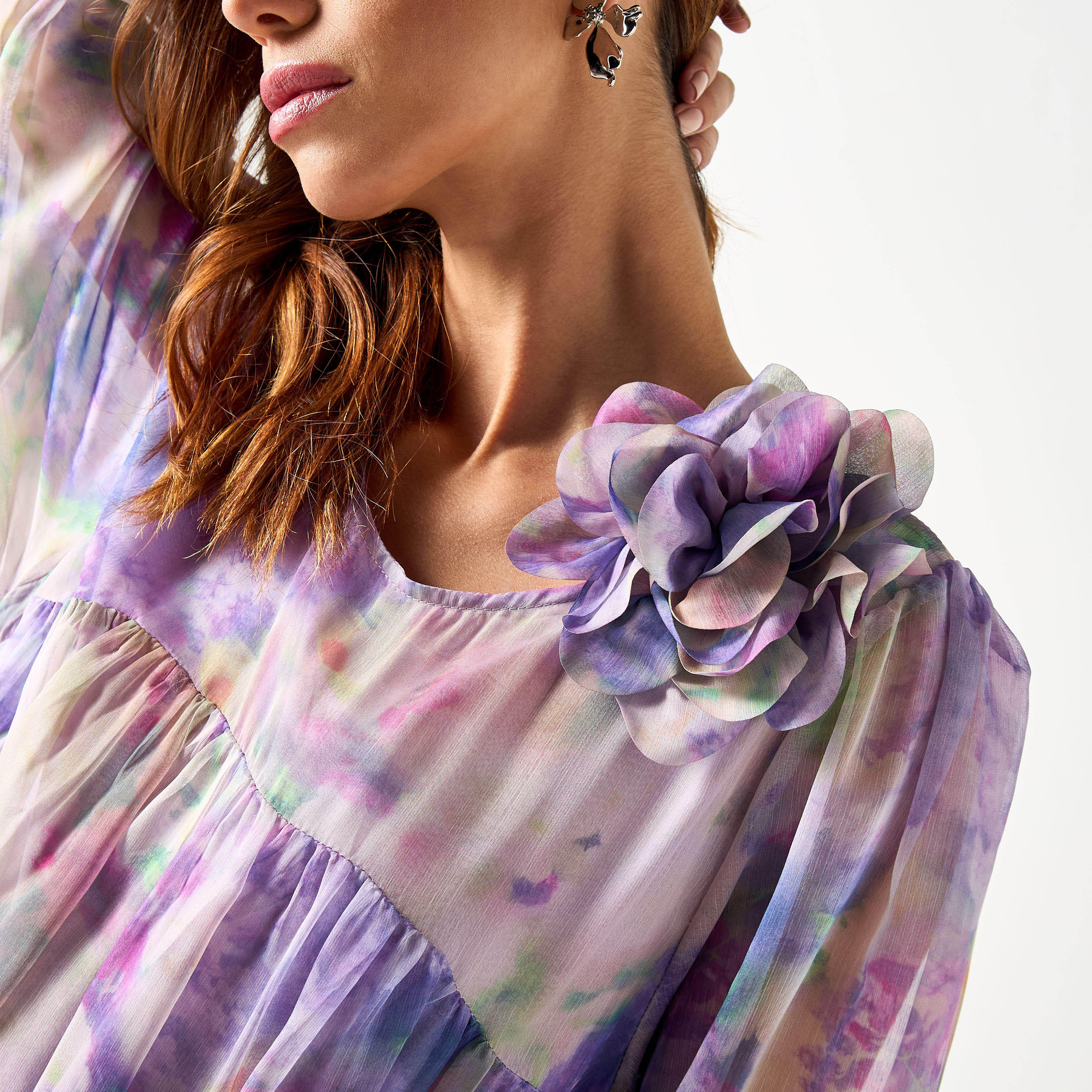 2Xtremz All-Over Print Dress with Volume Sleeves and Tie-Up Belt-women-clothing-dresses-image-5