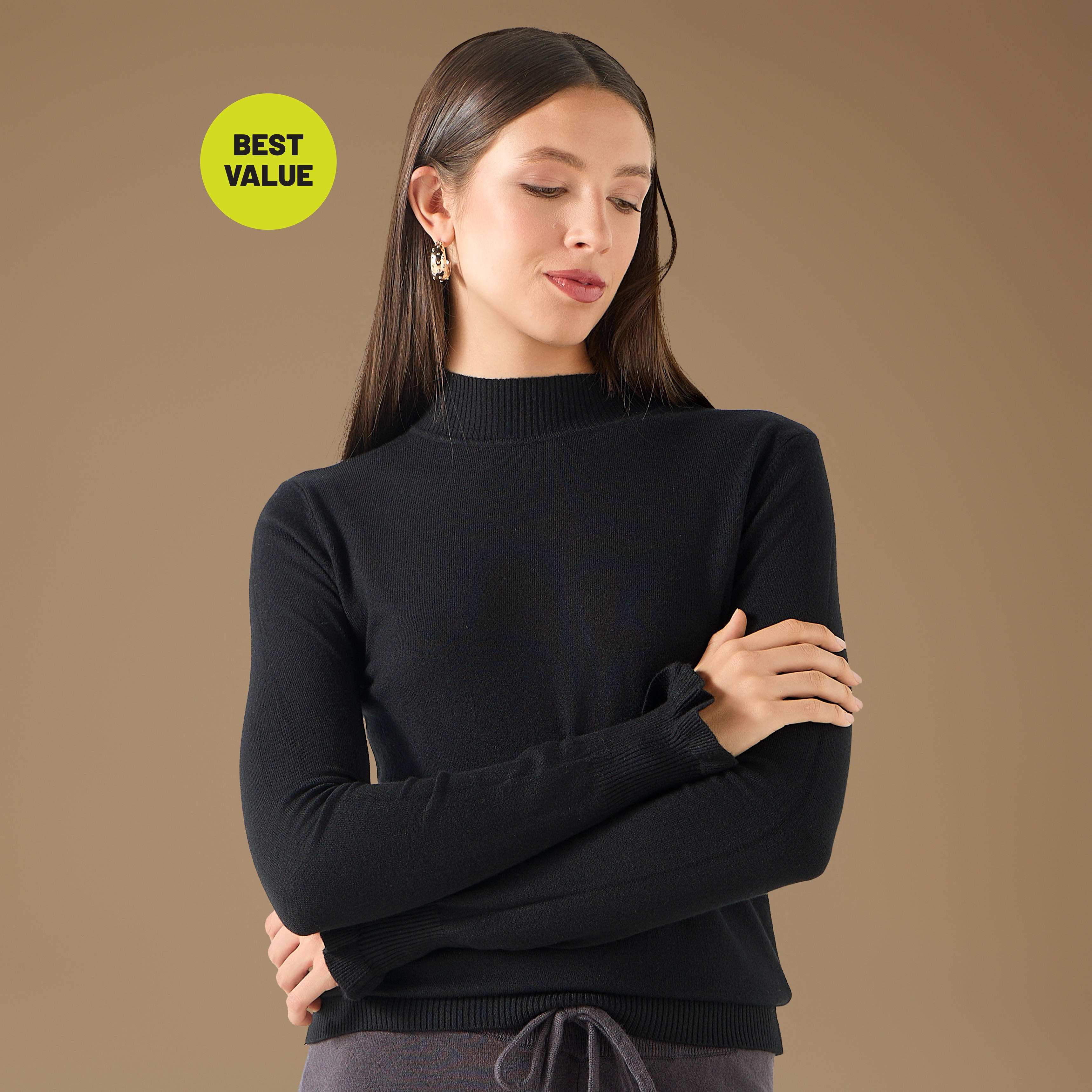 كنزة مضلّعة بياقة عالية وأكمام طويلة من تو إكستريمز-women-clothing-cardigansandjumpers-jumpers-image-9