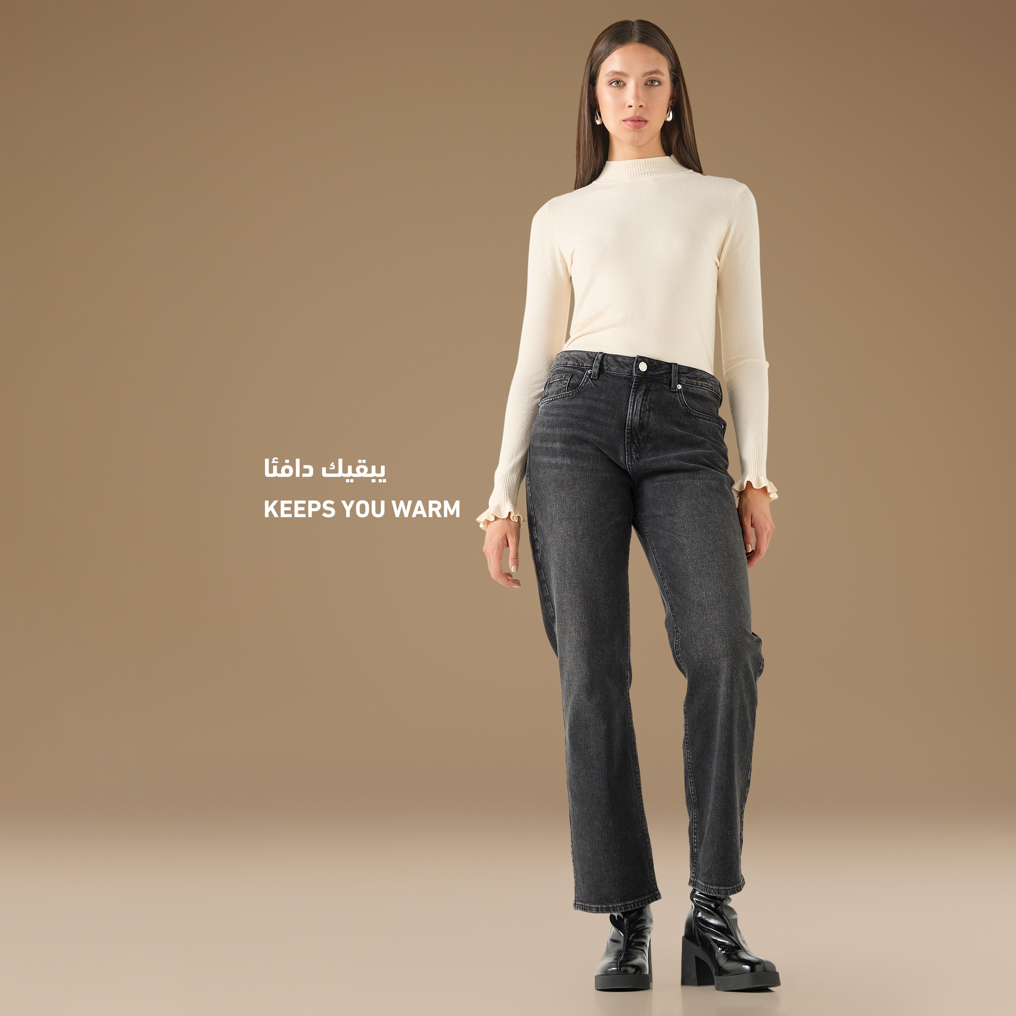 2Xtremz Ribbed Funnel Neck Sweater with Long Sleeves-women-clothing-cardigansandjumpers-jumpers-image-2