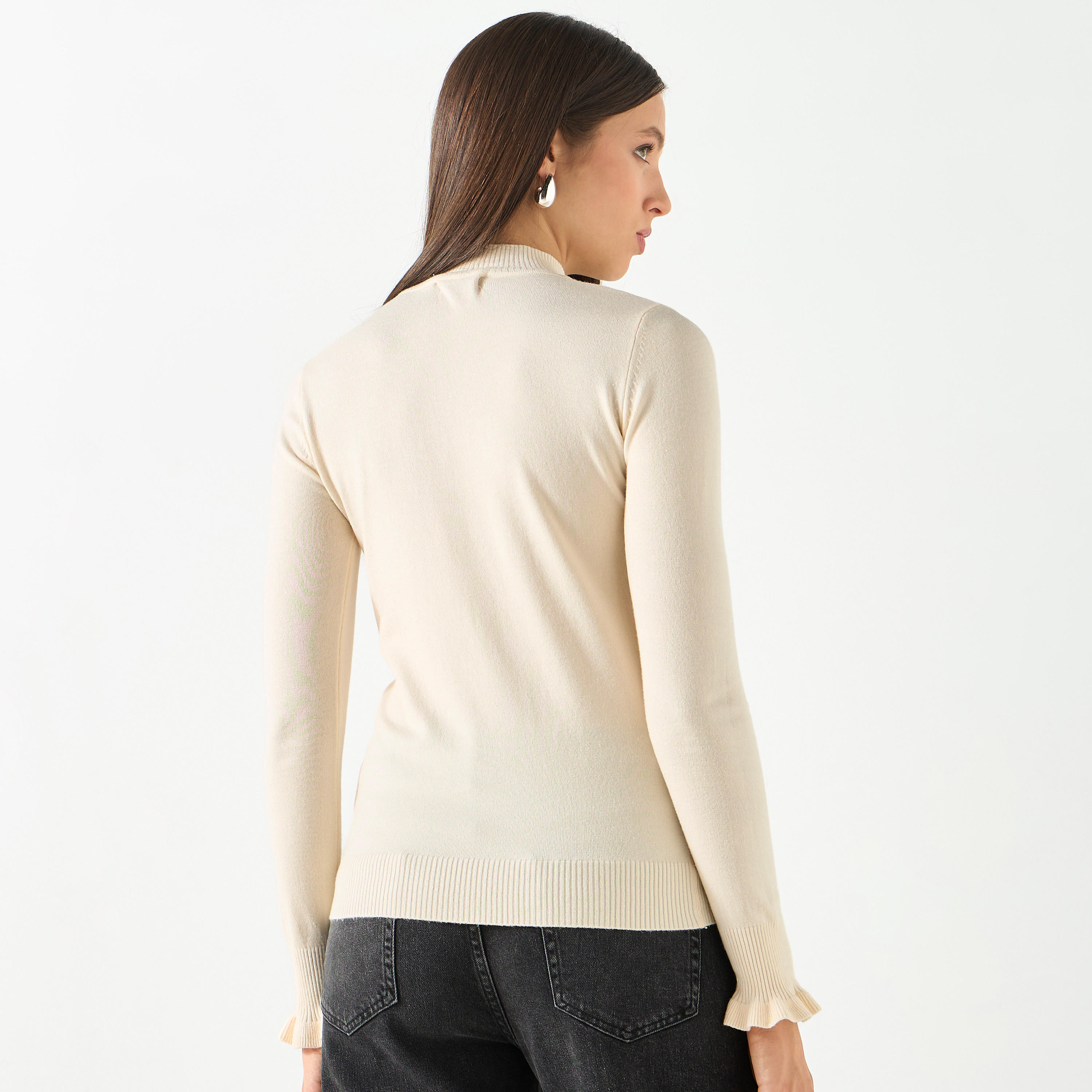 كنزة مضلّعة بياقة عالية وأكمام طويلة من تو إكستريمز-women-clothing-cardigansandjumpers-jumpers-image-7