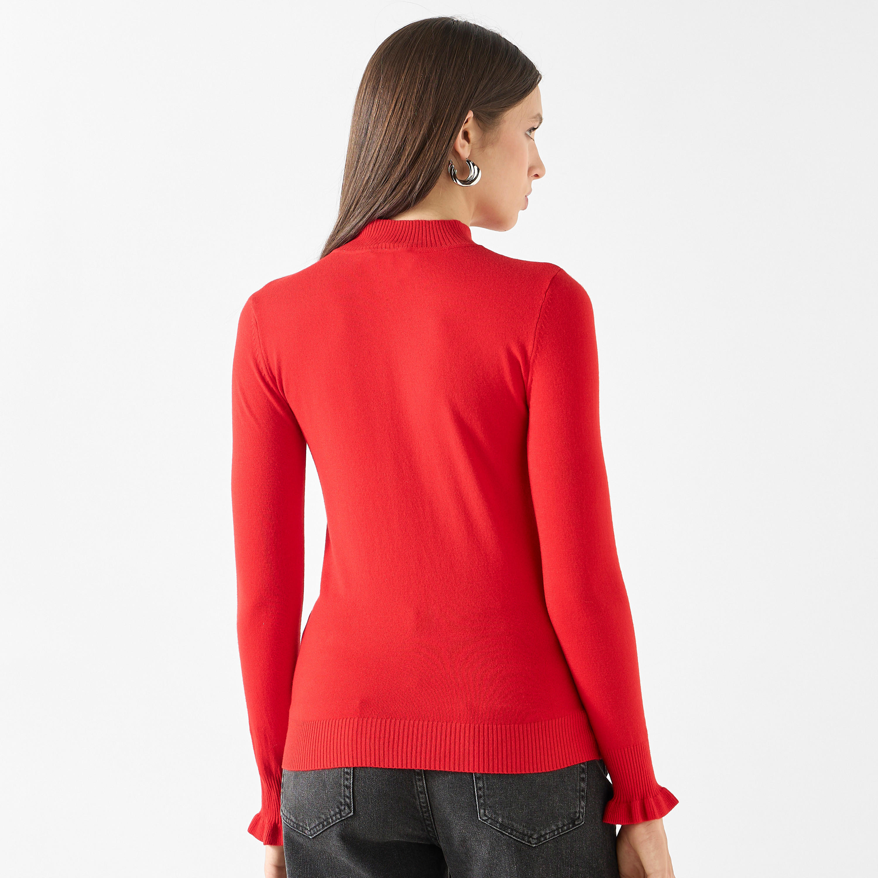 كنزة مضلّعة بياقة عالية وأكمام طويلة من تو إكستريمز-women-clothing-cardigansandjumpers-jumpers-image-3