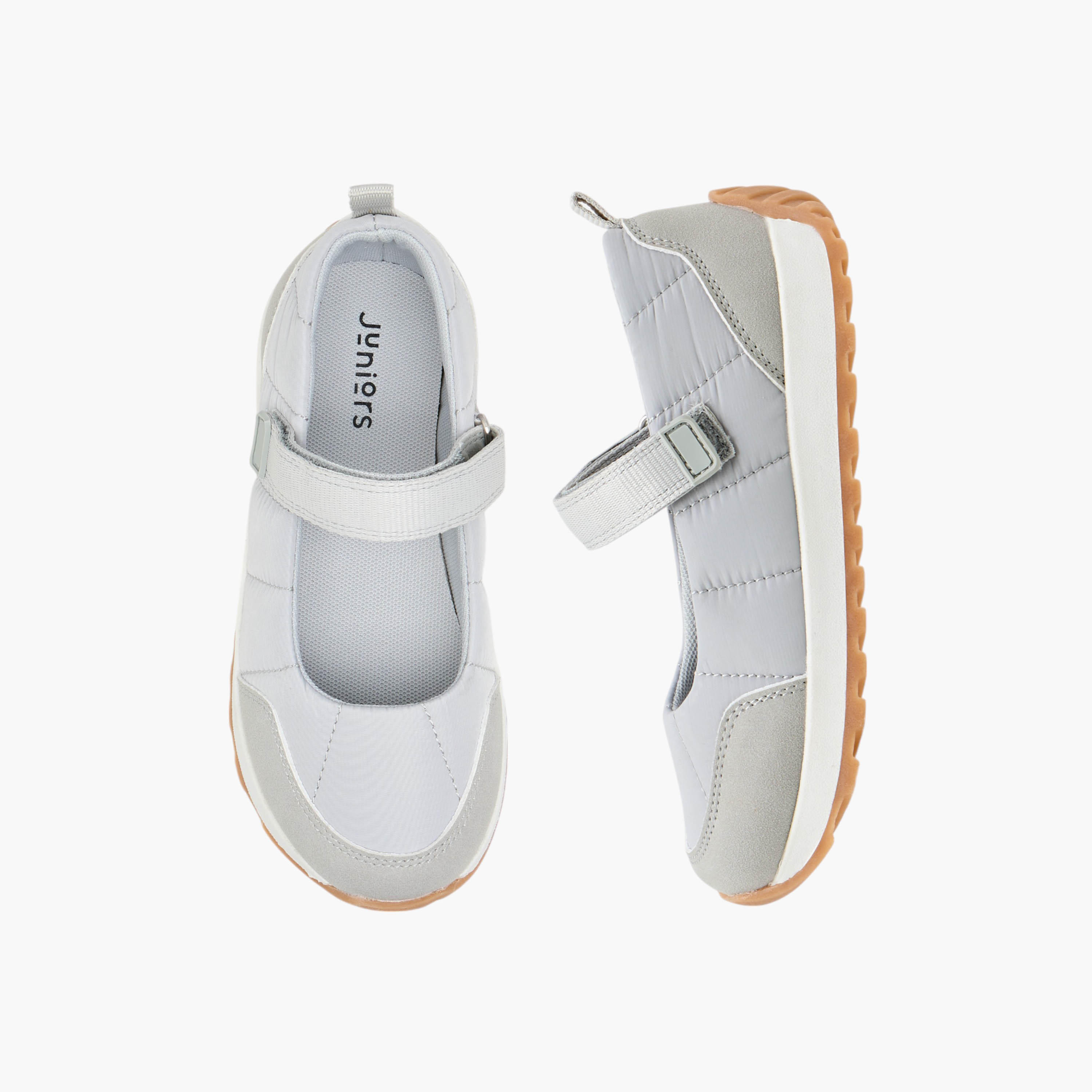 Juniors Textured Mary Jane Shoes with Hook and Loop Closure-girls-shoes-sneakers-image-1