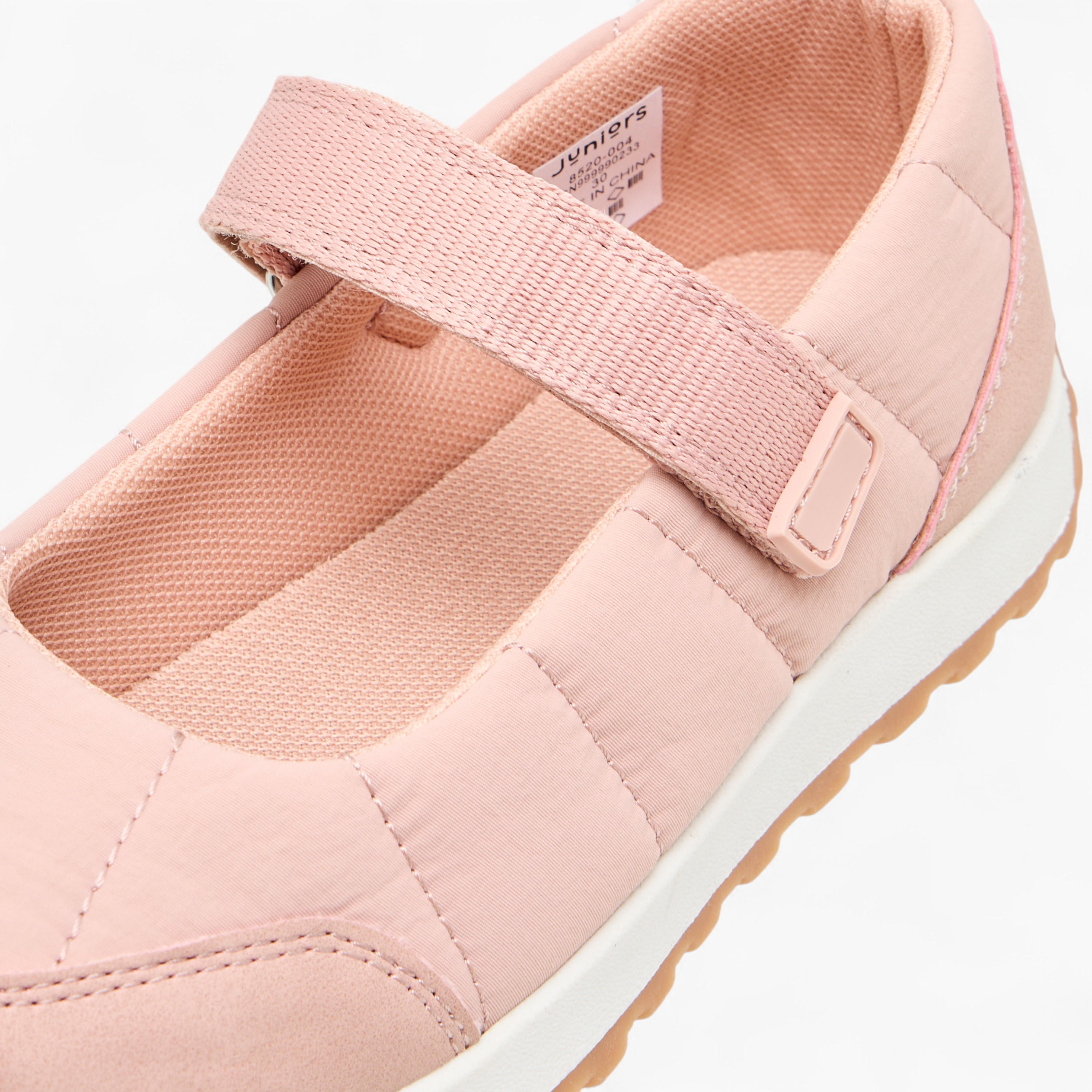 Juniors Textured Mary Jane Shoes with Hook and Loop Closure-girls-shoes-sneakers-image-4