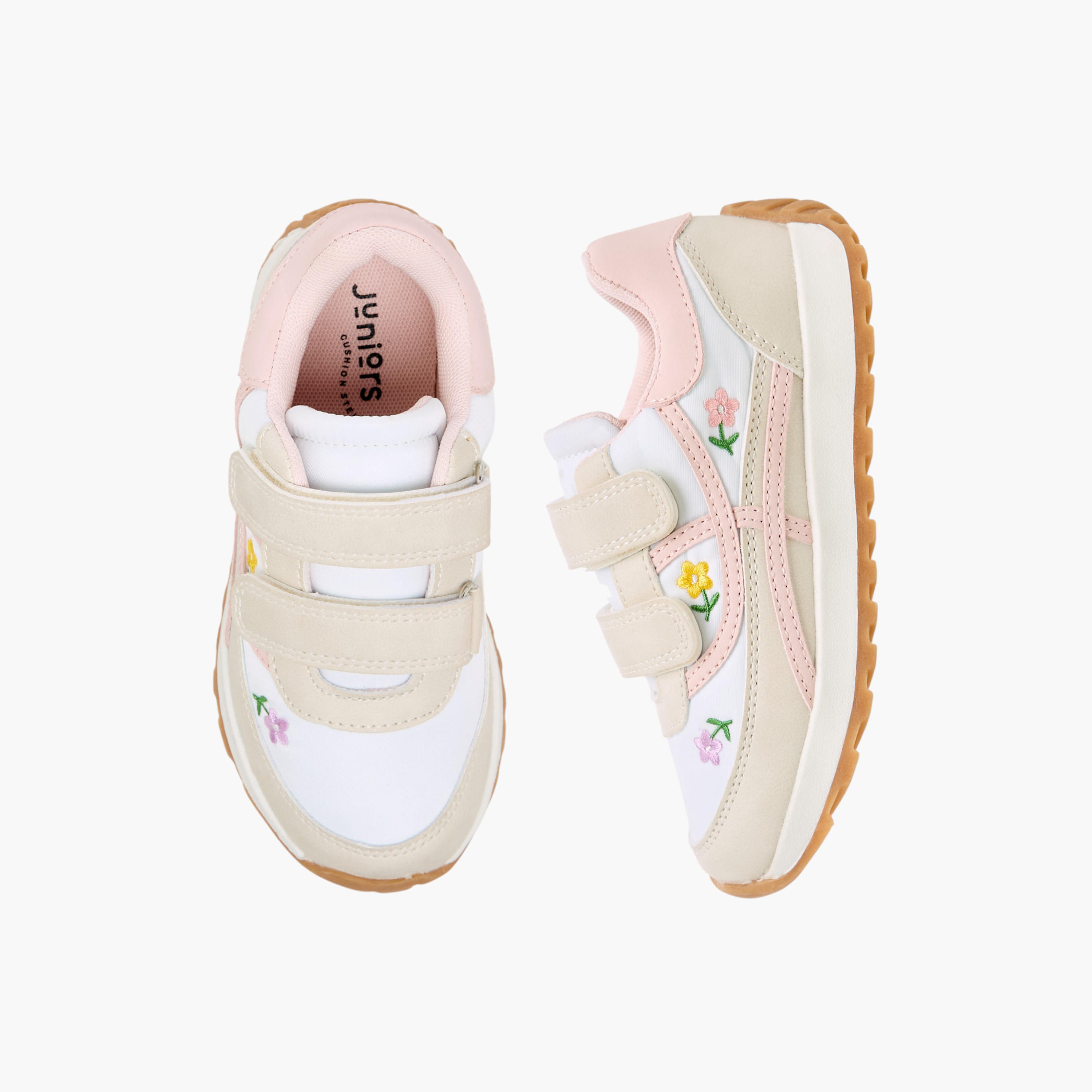 Juniors Girls Floral Embroidered Sneakers-girls-shoes-sneakers-image-1
