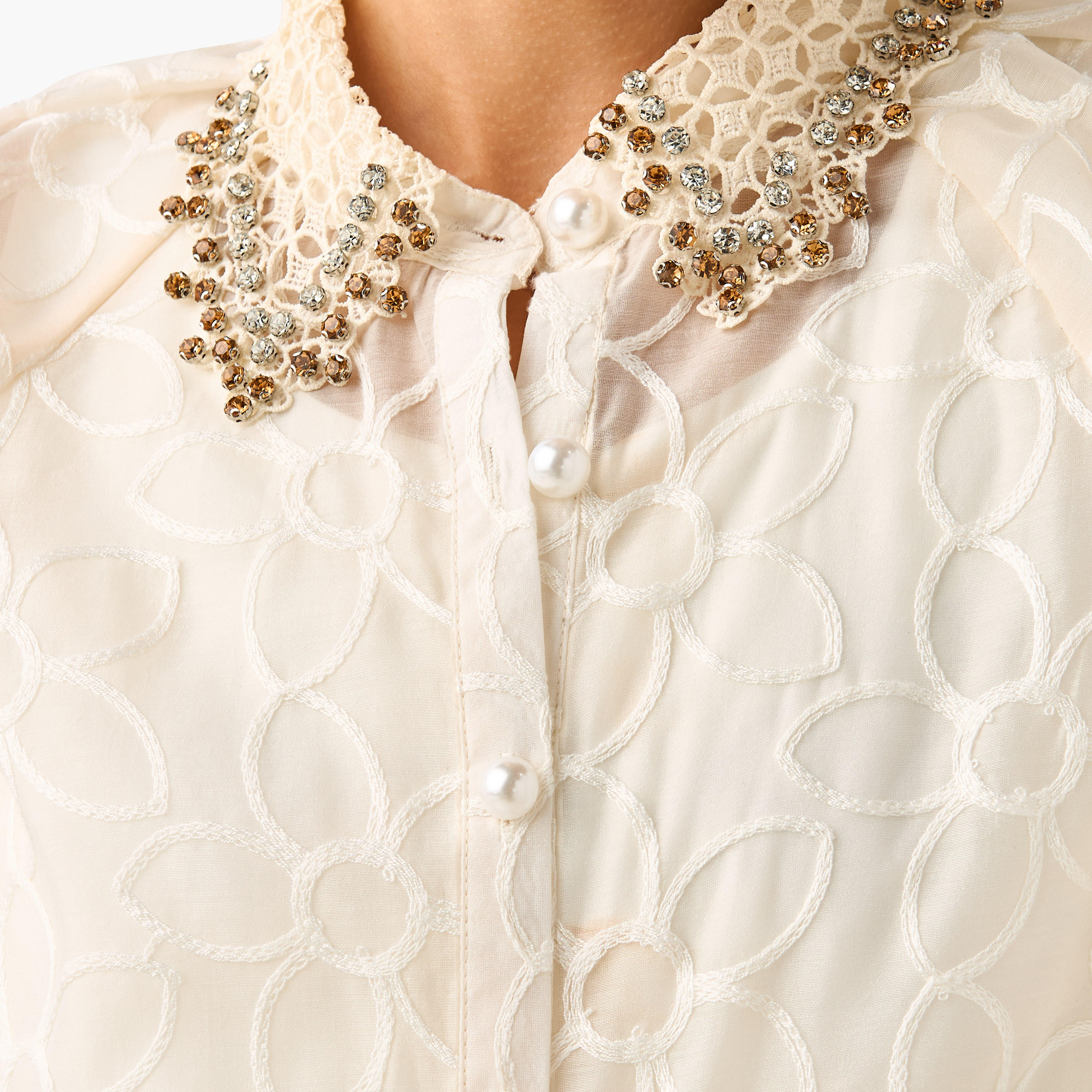 2Xtremz Floral Embroidered Shirt with Button Closure and Puff Sleeves-women-clothing-shirtsandblouses-shirts-image-10