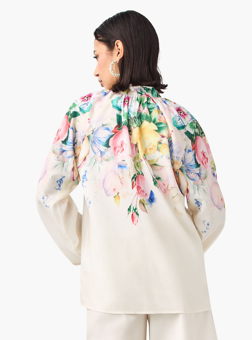 بلوزة بياقة ماندارين وأكمام منفوخة وطبعات زهرية من تو إكستريمز-women-clothing-shirtsandblouses-blouses-image-3