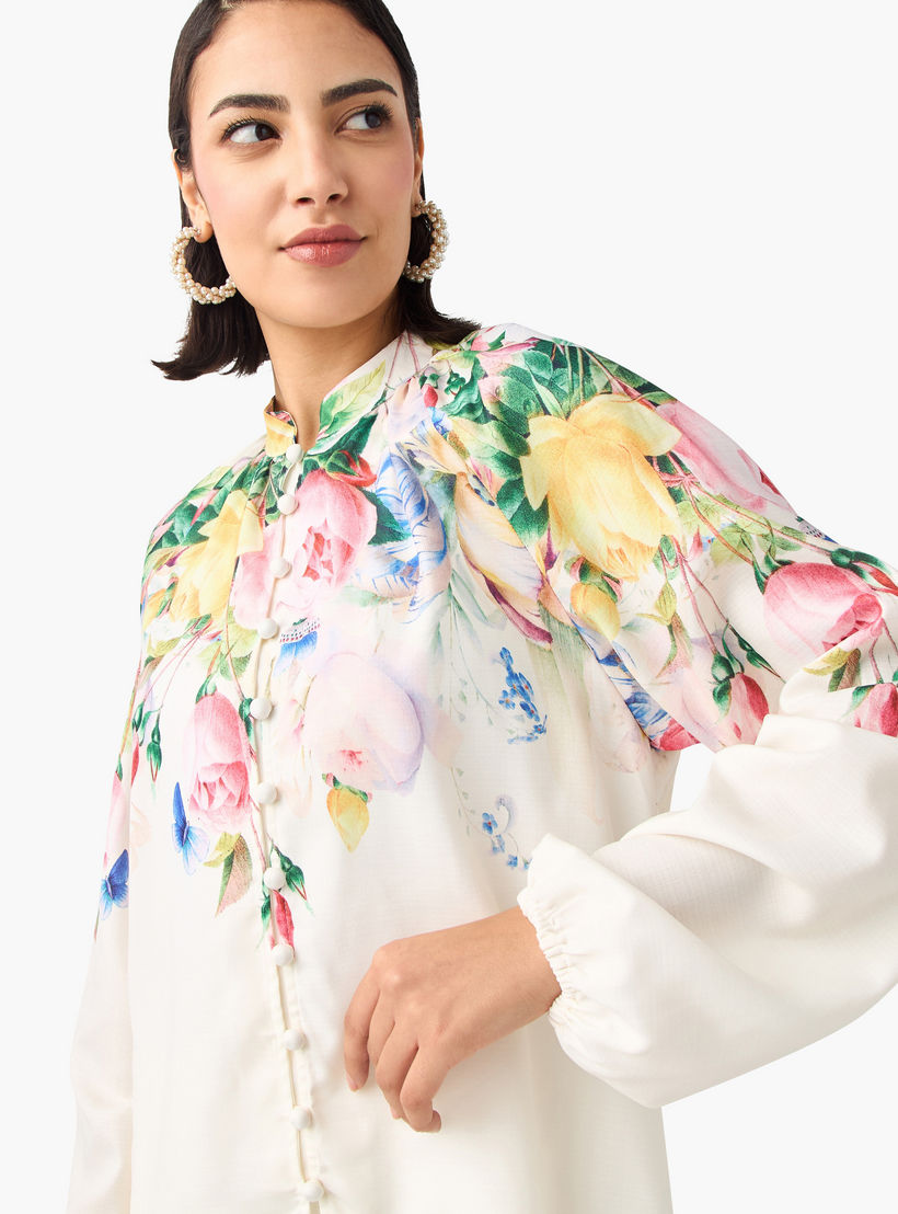 بلوزة بياقة ماندارين وأكمام منفوخة وطبعات زهرية من تو إكستريمز-women-clothing-shirtsandblouses-blouses-image-4