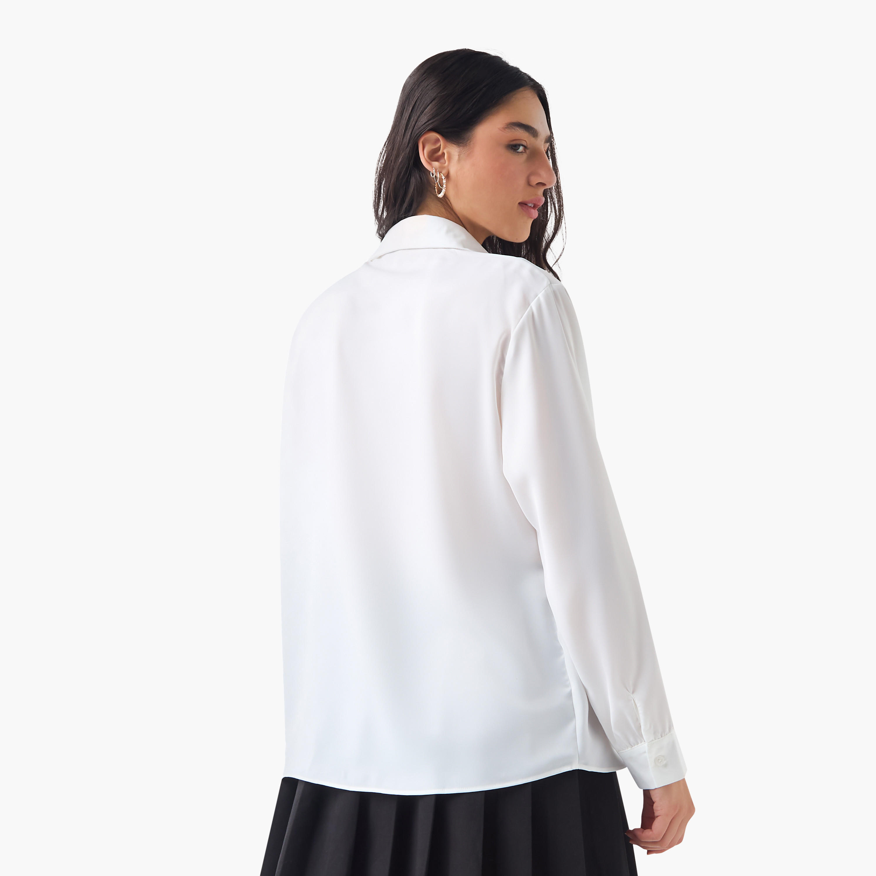2Xtremz Embellished Bow Applique Cotton Shirt with Long Sleeves-women-clothing-shirtsandblouses-shirts-image-3