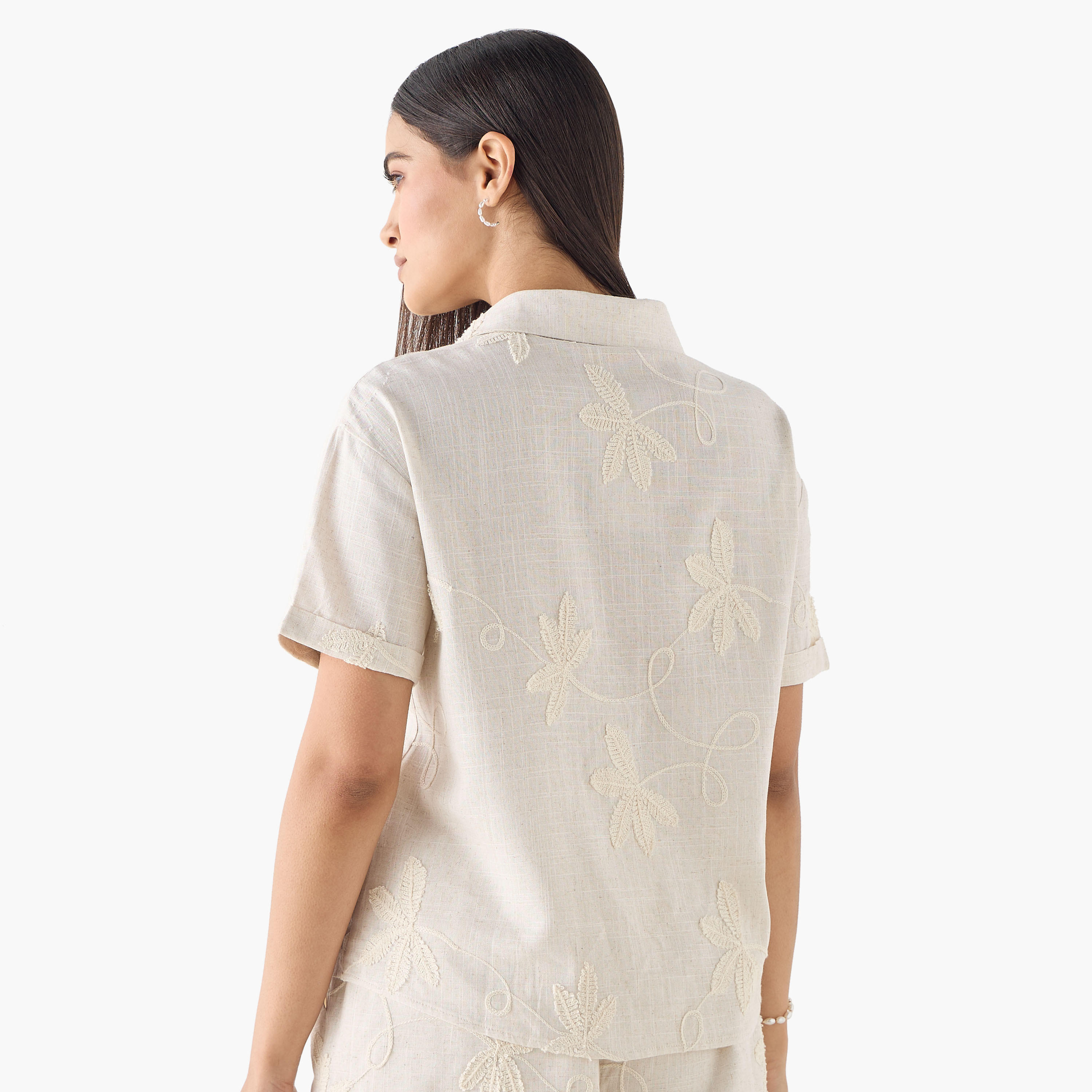 2Xtremz Embroidered Shirt with Collar and Short Sleeves-women-clothing-shirtsandblouses-shirts-image-3