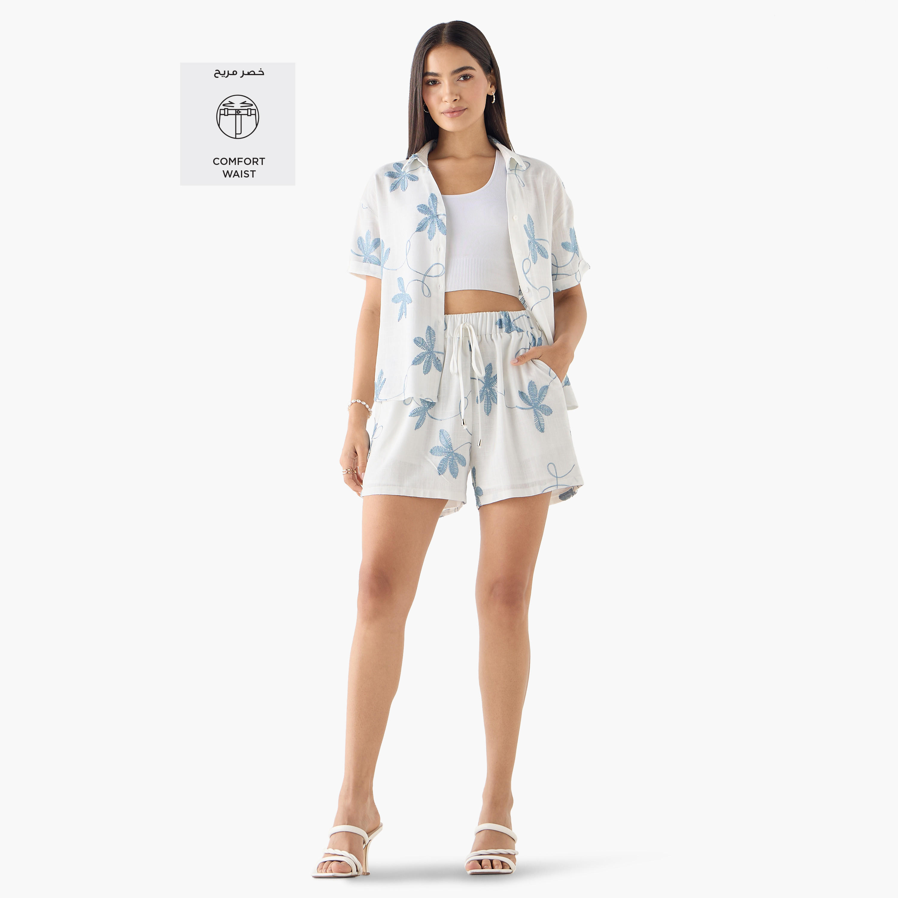شورت برباط إغلاق وجيوب وتطريزات من تو إكستريمز-women-clothing-bottoms-shorts-image-2