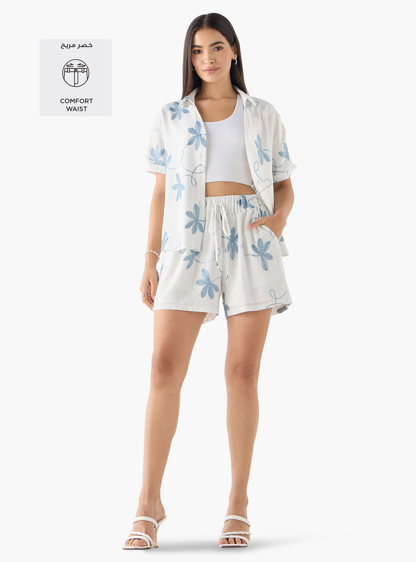 شورت برباط إغلاق وجيوب وتطريزات من تو إكستريمز-women-clothing-bottoms-shorts-image-2