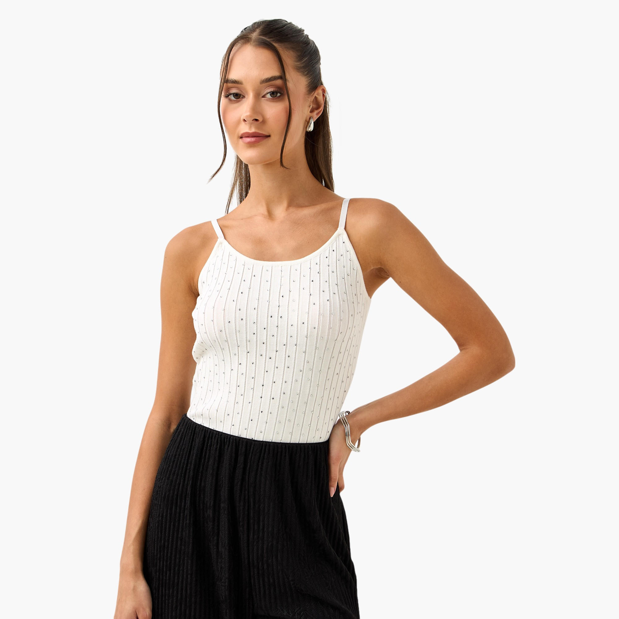 2Xtremz Embellished Crop Top with Spaghetti Straps-women-clothing-tshirts-image-1