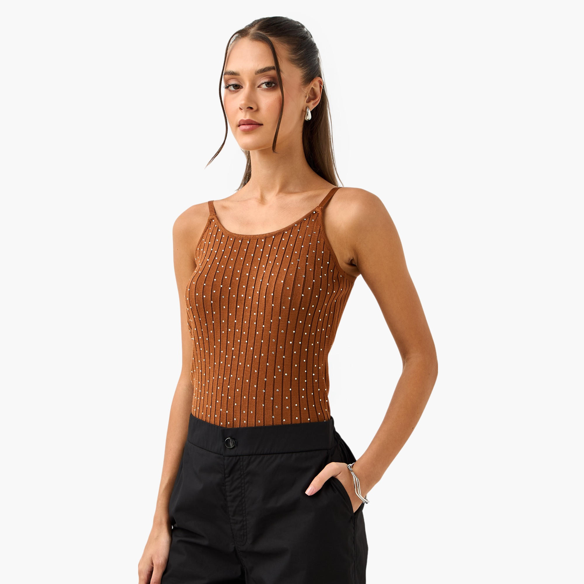 2Xtremz Embellished Crop Top with Spaghetti Straps-women-clothing-tshirts-image-1