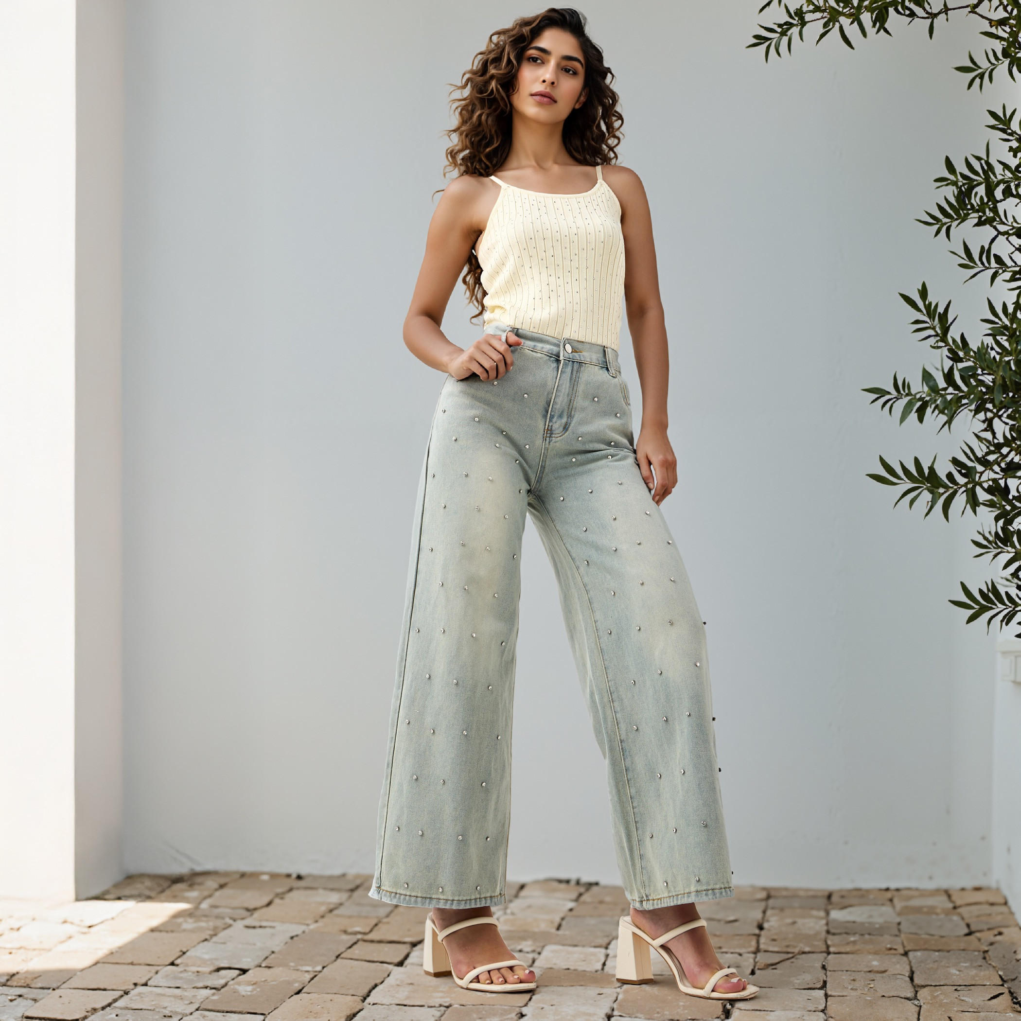 بلوزة قصيرة مزينة بحمالات كتف وياقة عميقة من تو إكستريمز-women-clothing-tshirts-image-2