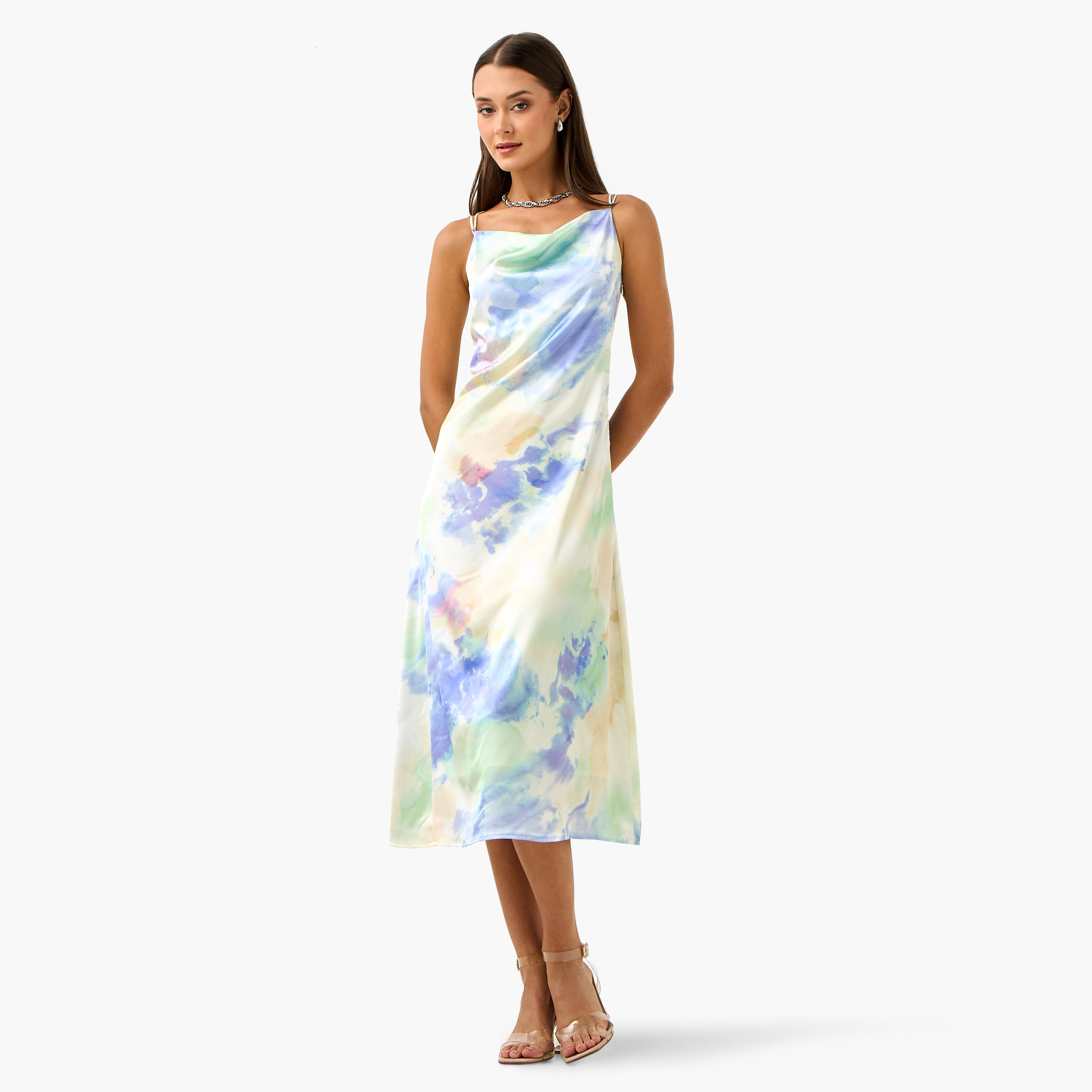 فستان ساتان بحمّالات رفيعة وطبعات مصبوغة من تو إكستريمز-women-clothing-dresses-image-1