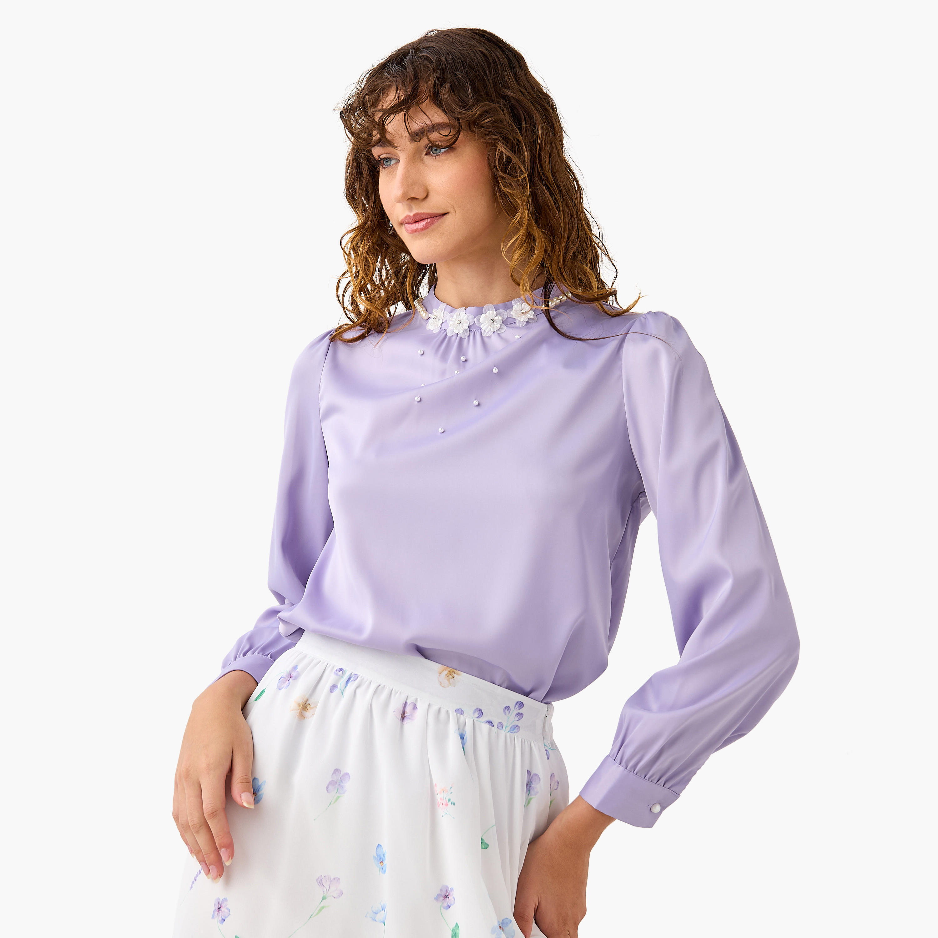 2Xtremz Pearl Embellished High Neck Top with Long Sleeves-women-clothing-shirtsandblouses-blouses-image-1