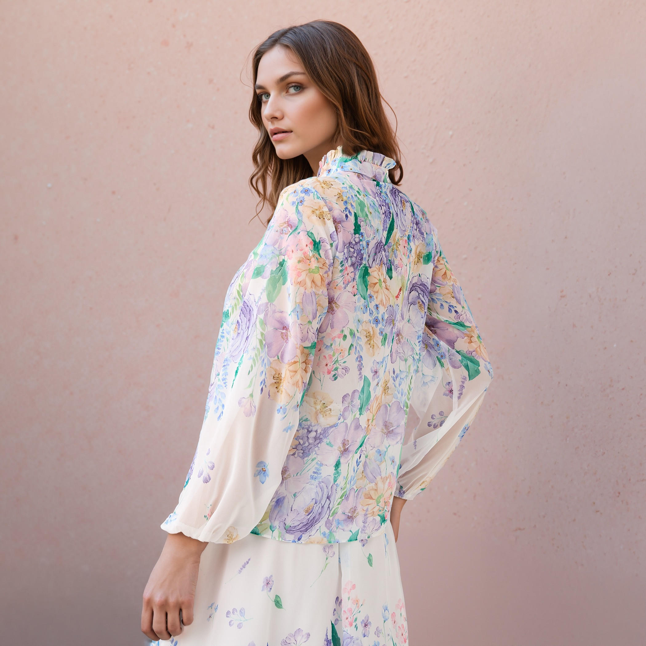2Xtremz Floral Print Top with Tie-Up Neck and Long Sleeves-women-clothing-shirtsandblouses-blouses-image-3
