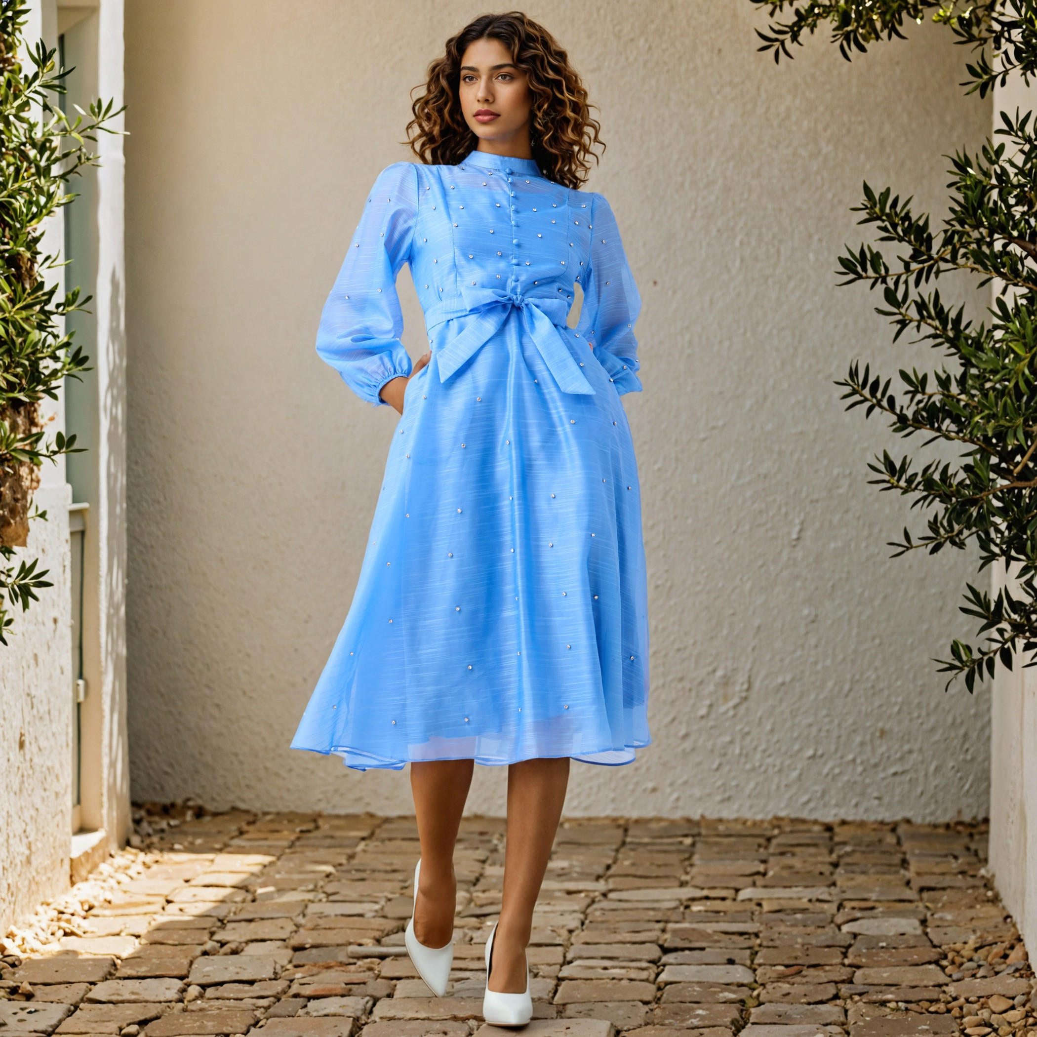 فستان قميص مزين مع رباط أمامي من تو إكستريمز-women-clothing-dresses-image-2